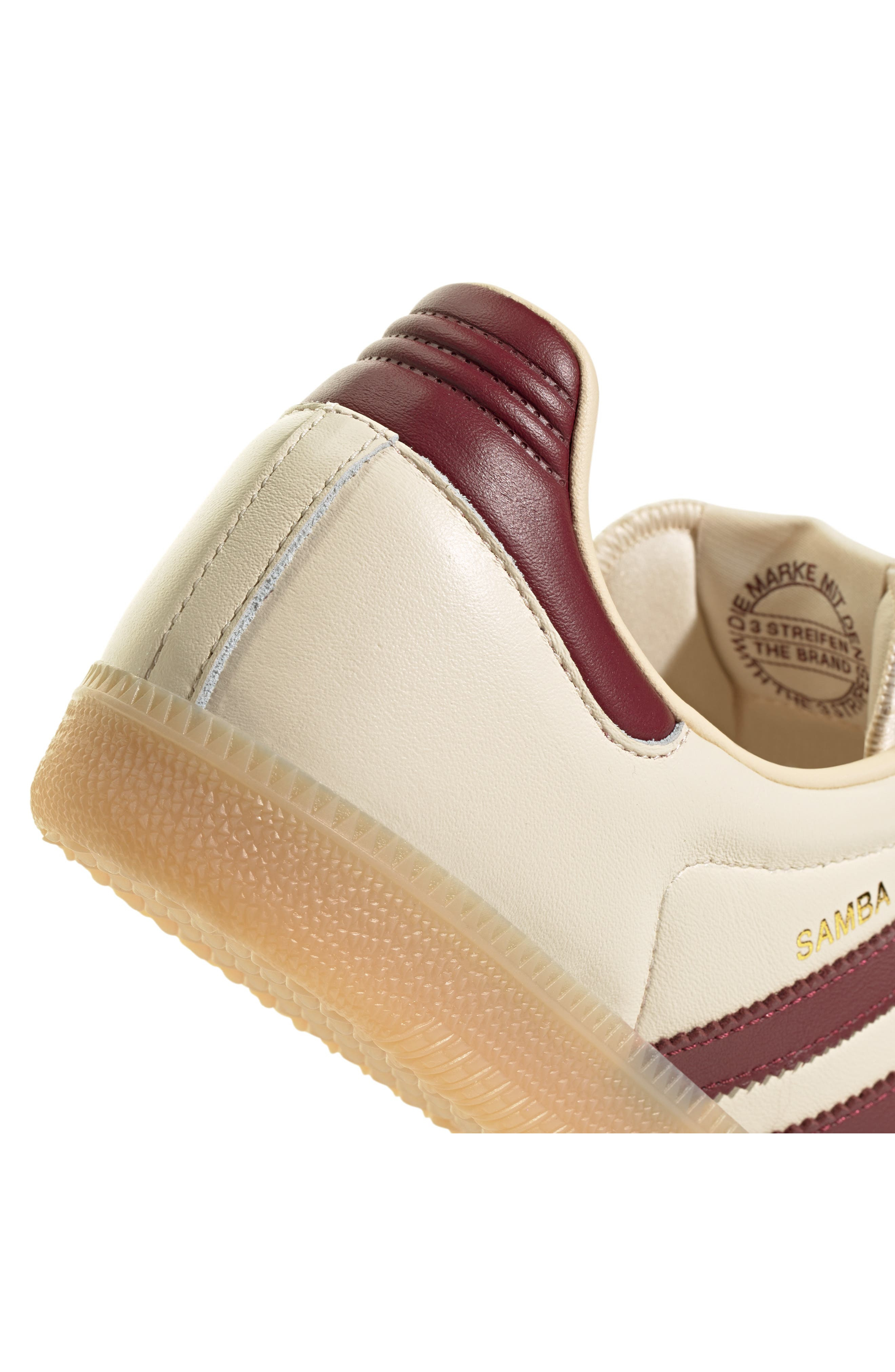 adidas Samba OG Sneaker in Wonder White/Shadow Red/Gum at Nordstrom - 8
