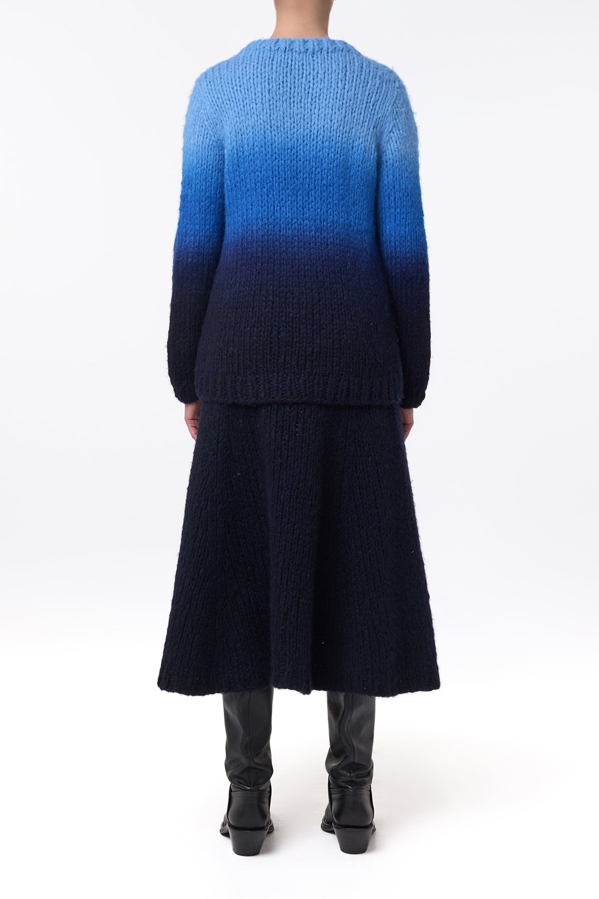 Peres Knit Midi Skirt in Dip Dye Sky Blue Welfat Cashmere - 4