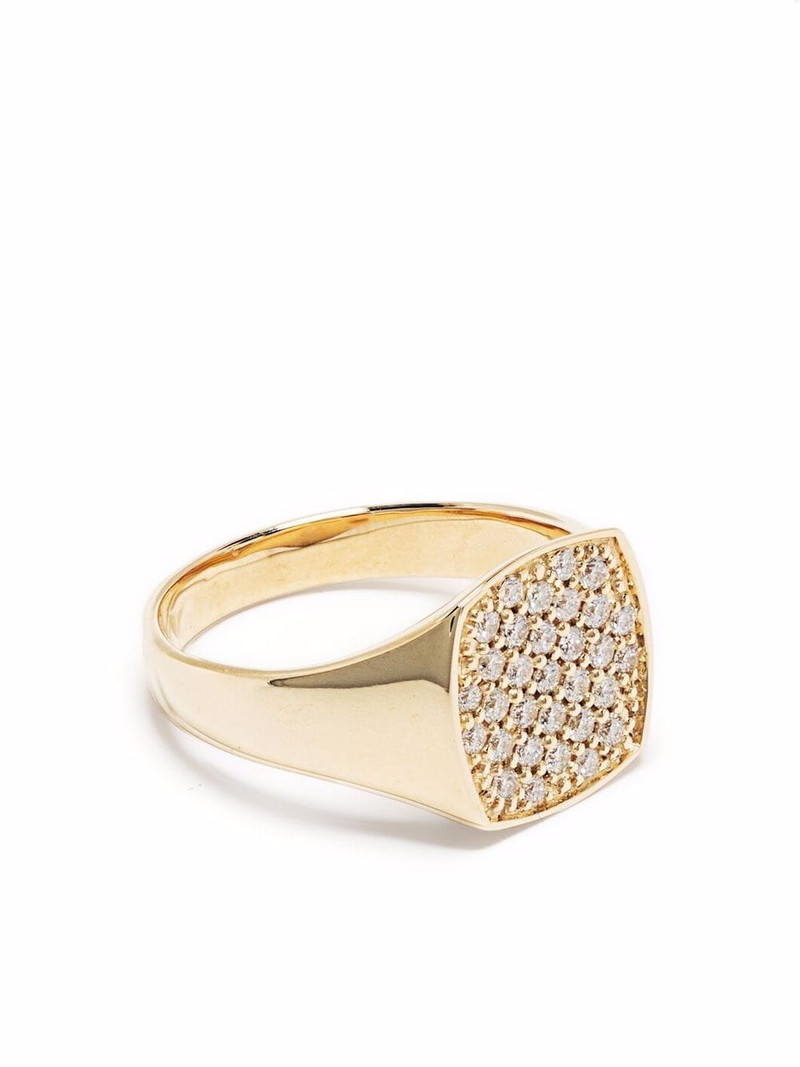 9kt yellow gold mini cushion diamond ring 1