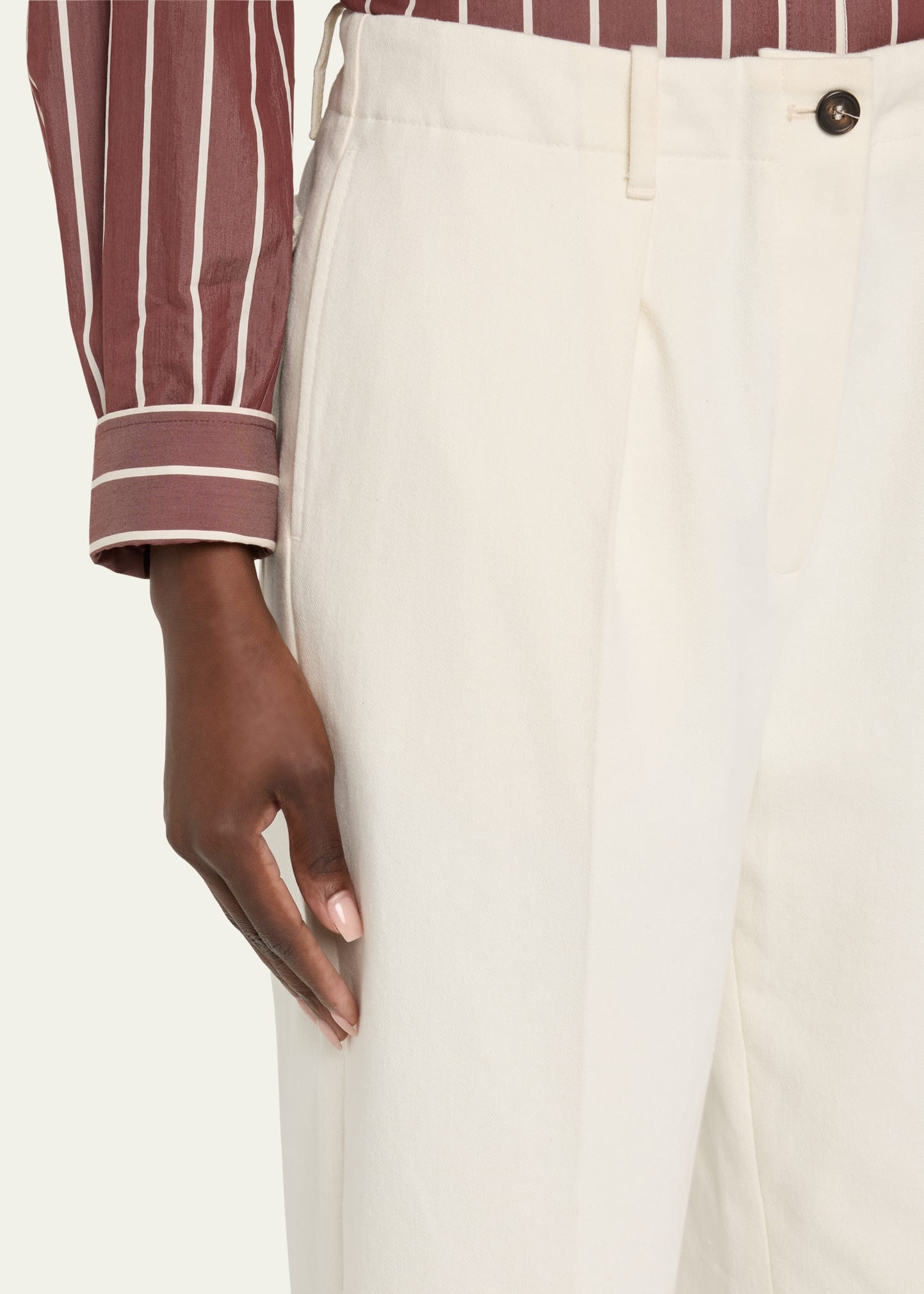 Creased Square Cotton Wool Chino Pants - 5