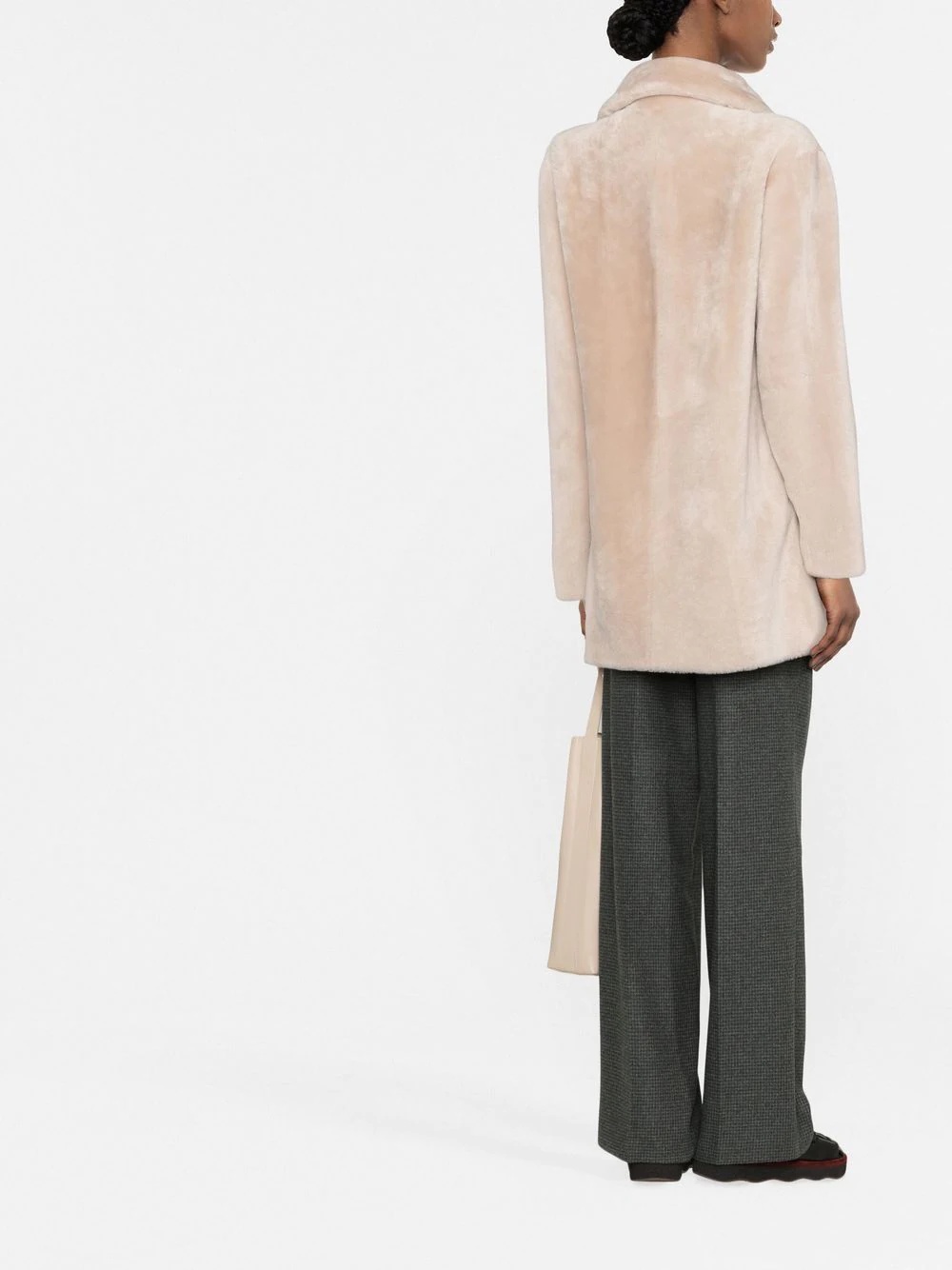 fitted lamb-fur short coat - 7