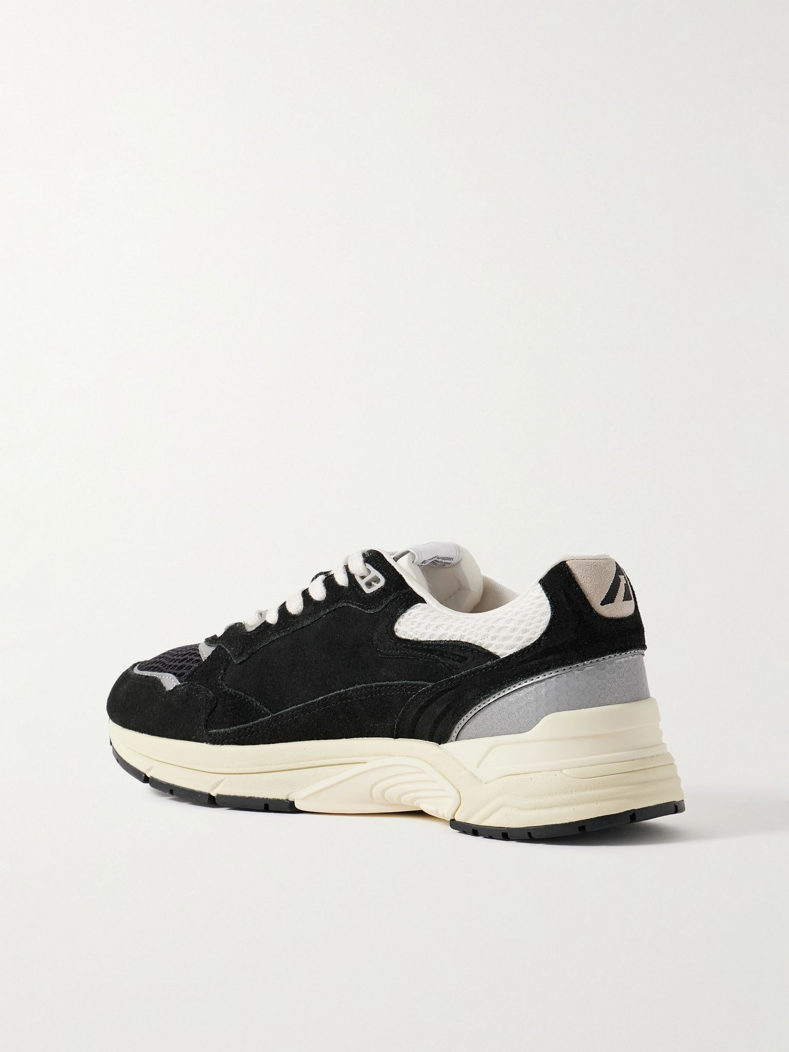 Hyperway Leather-Trimmed Suede and Mesh Sneakers Black - 3