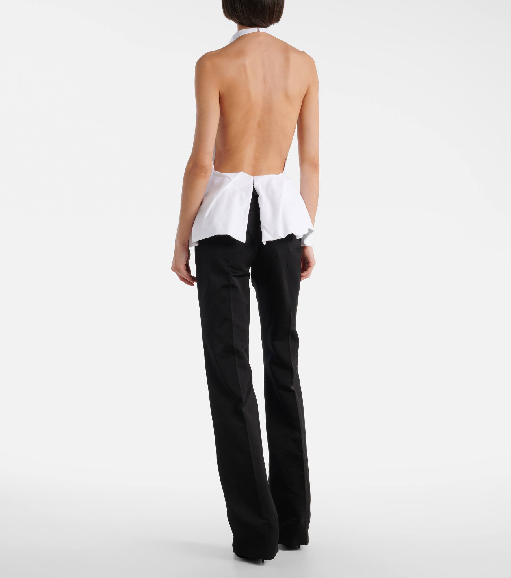 Halterneck cotton poplin top - 3