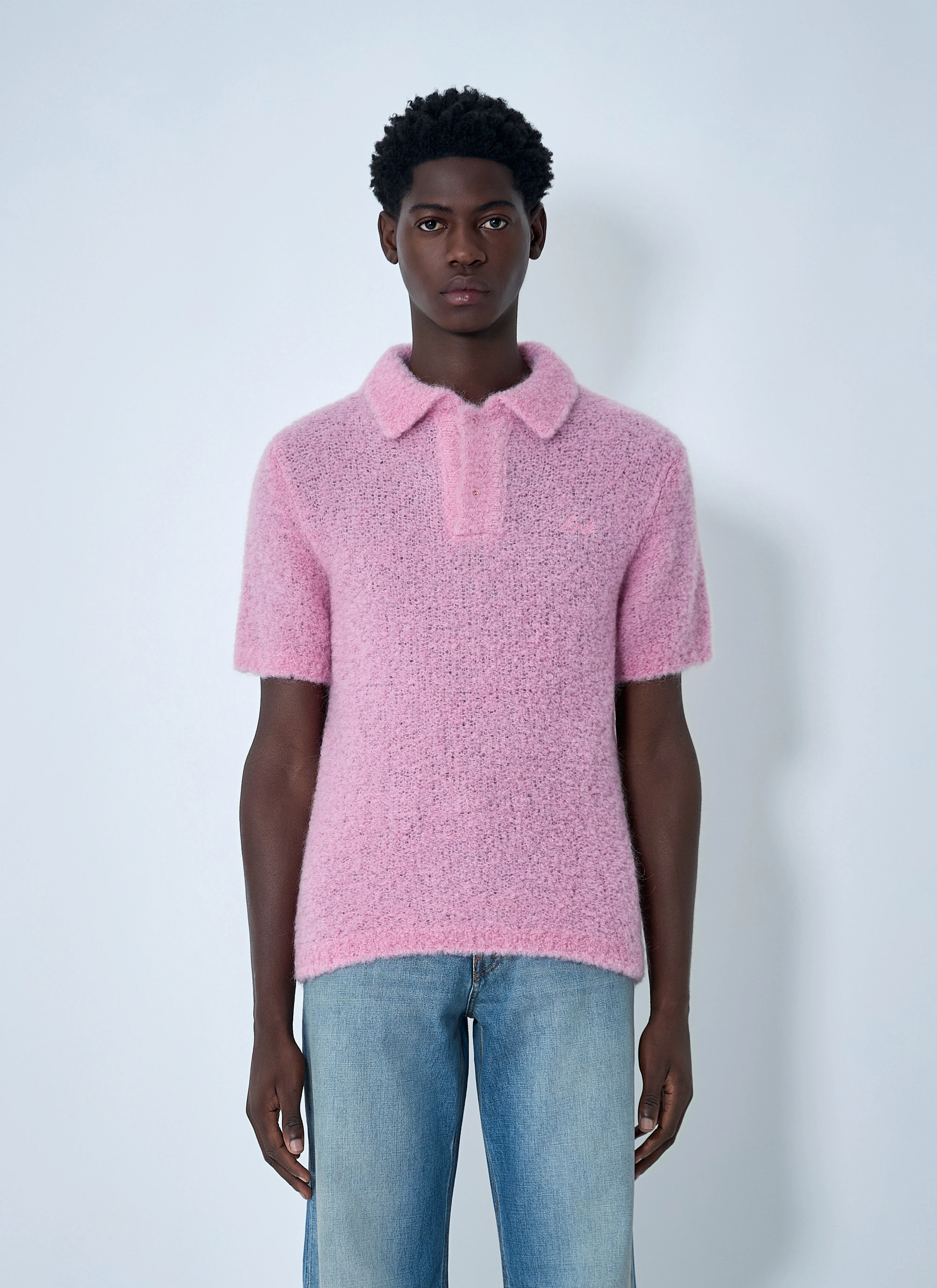 Mohair-Blend Polo Shirt - 1