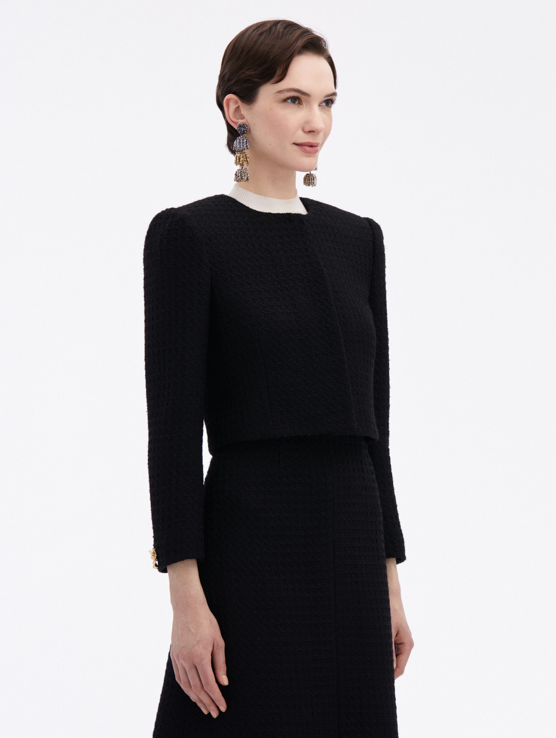 BOW BUTTON TWEED JACKET - 4