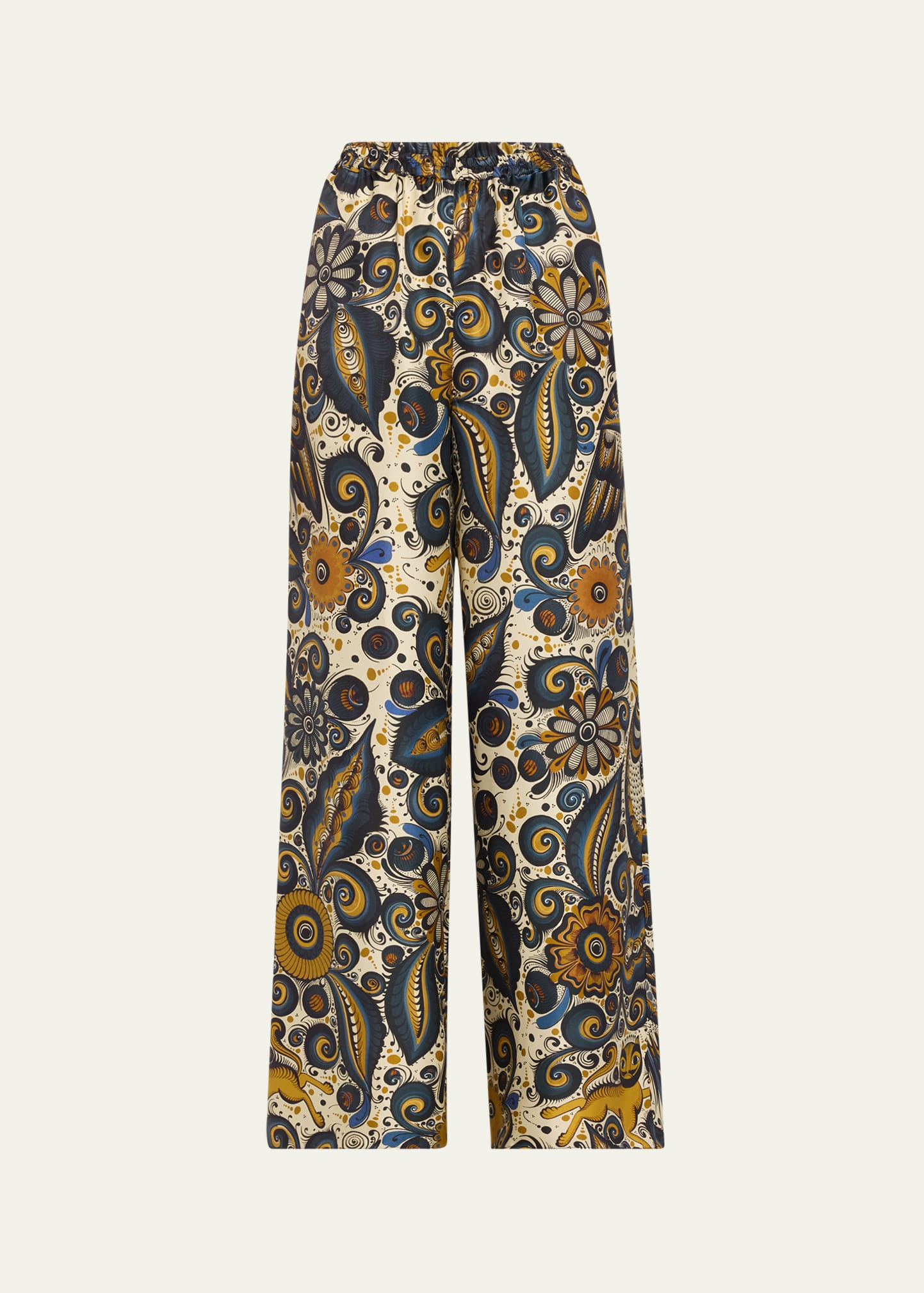 Alvarez Nogal Silk Wide-Leg Pull-On Trousers - 1