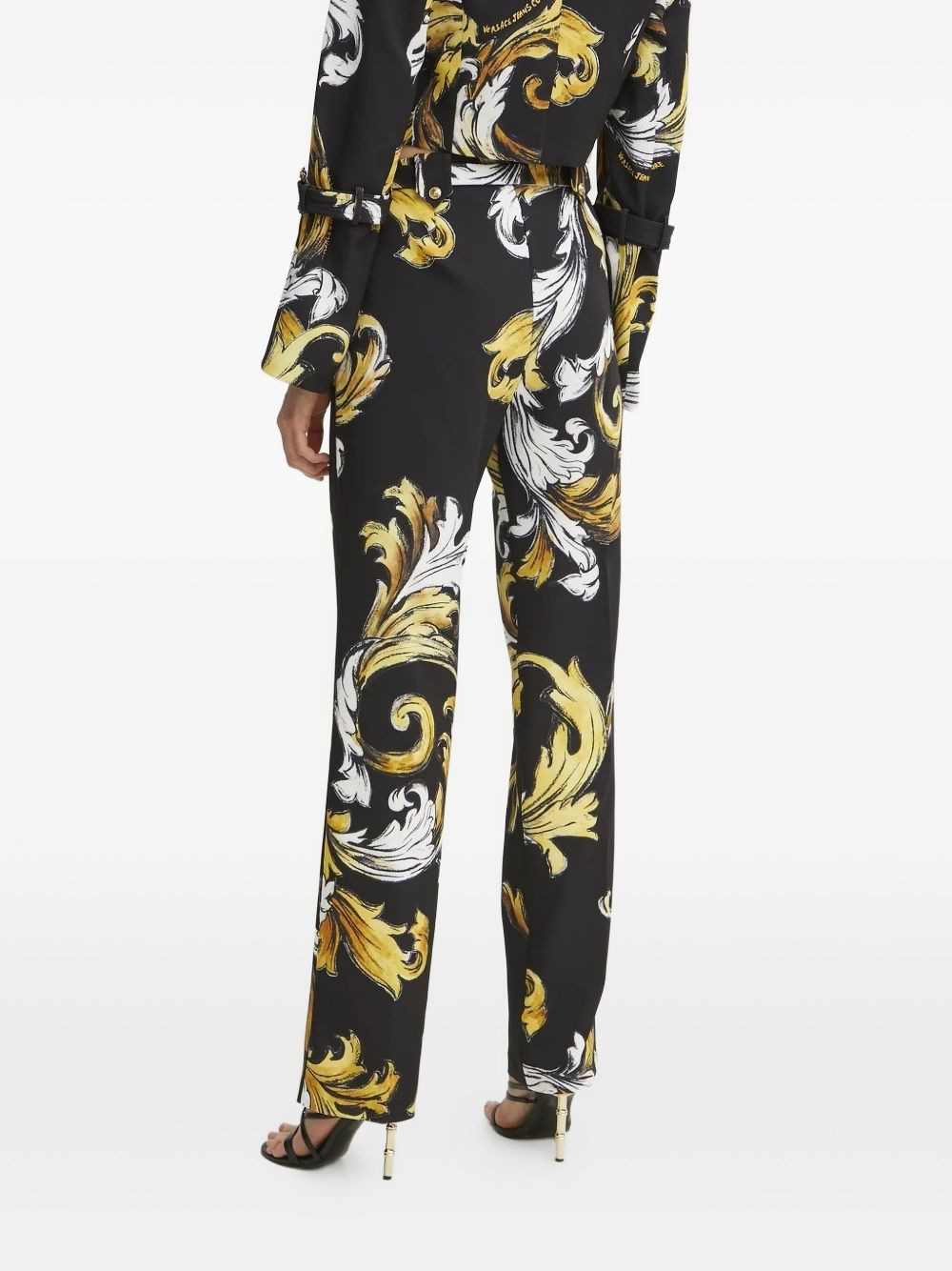 baroque-print belted trousers - 2