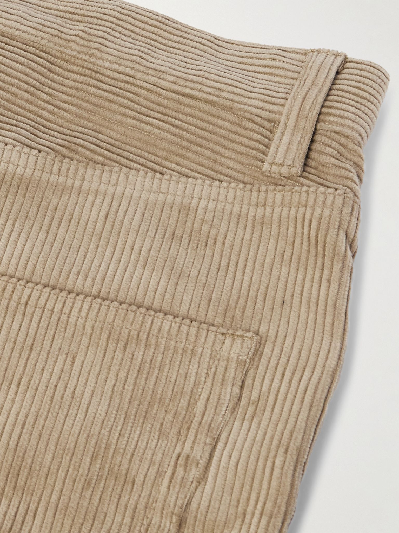 Achille Cropped Straight-Leg Cotton-Corduroy Trousers Beige - 5