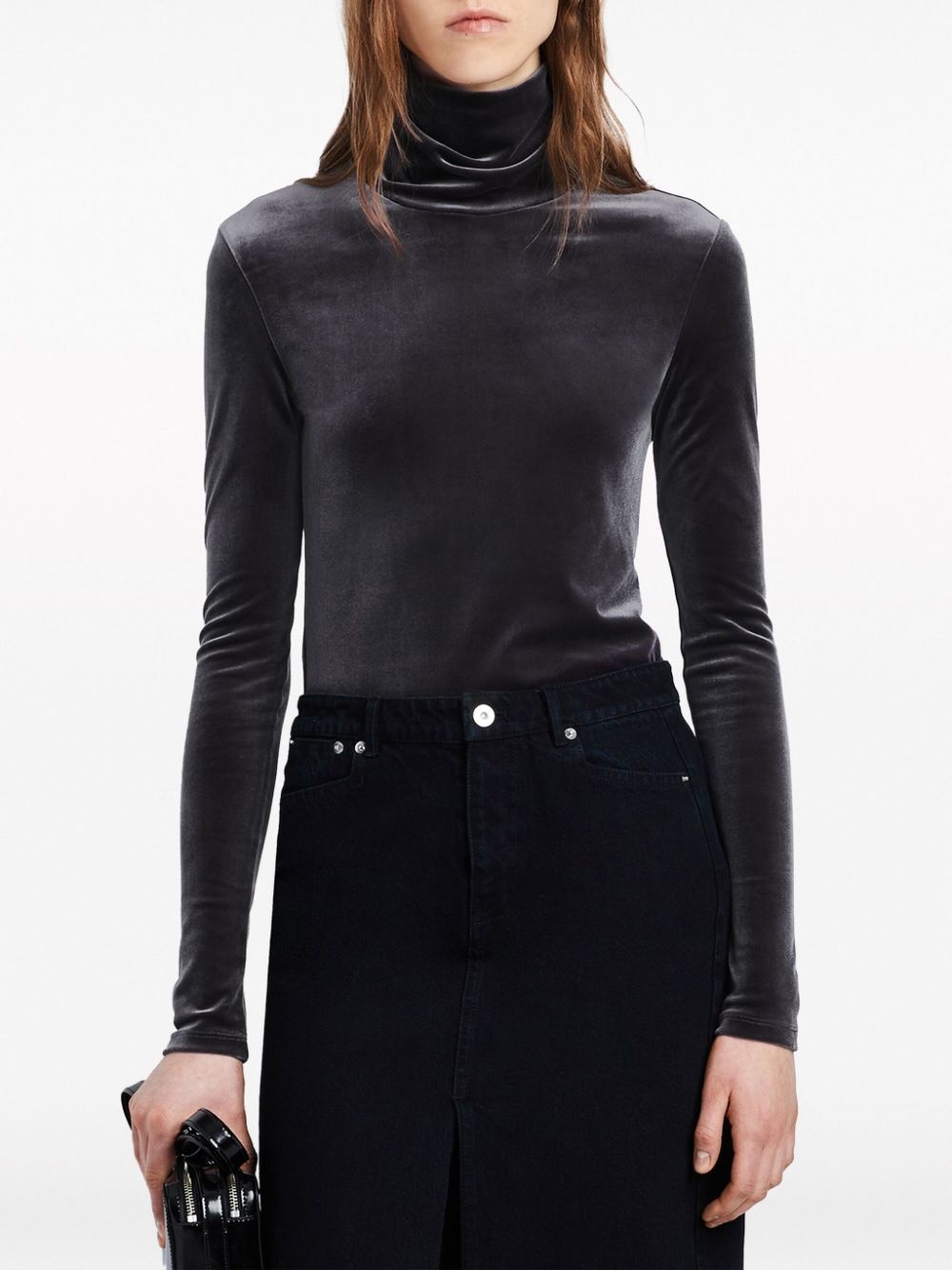 roll-neck velvet top - 3