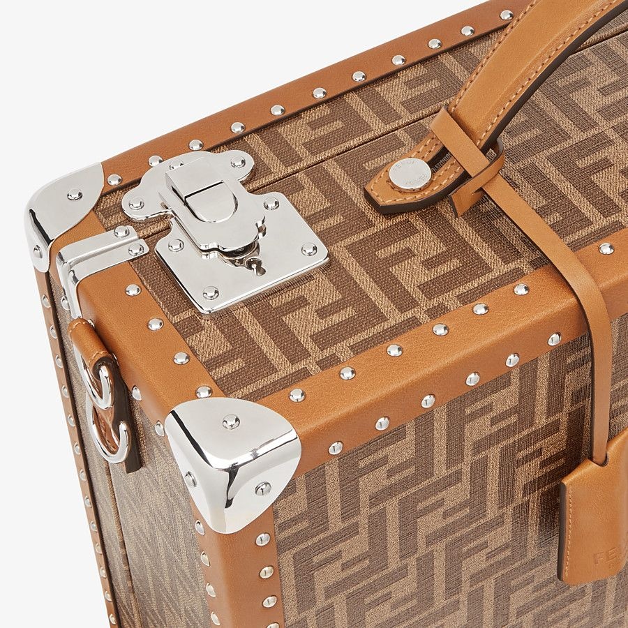 Brown fabric suitcase - 5