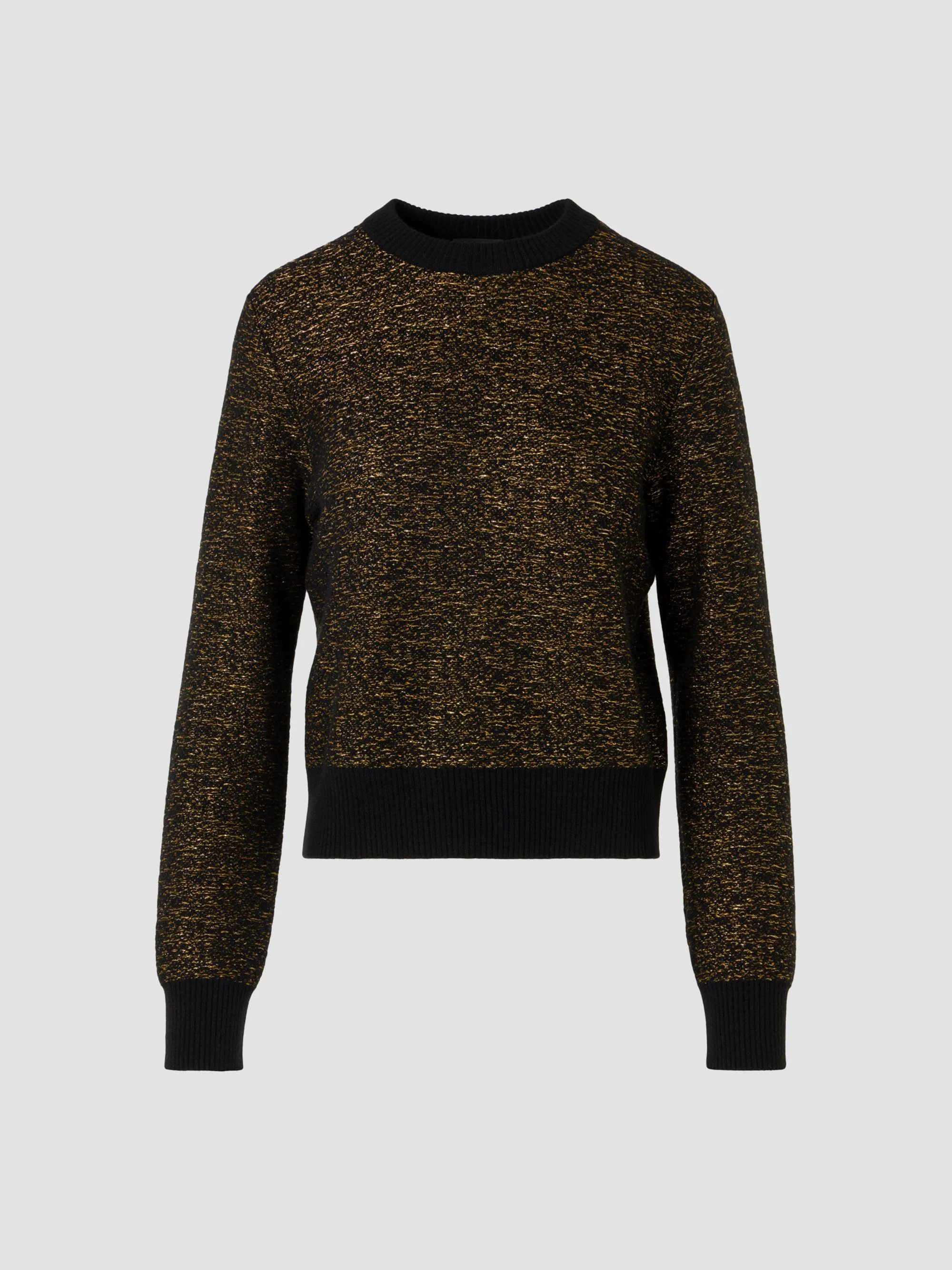 Women's Metallic Cashmere-Blend Crewneck Sweater - Black Gold - 1