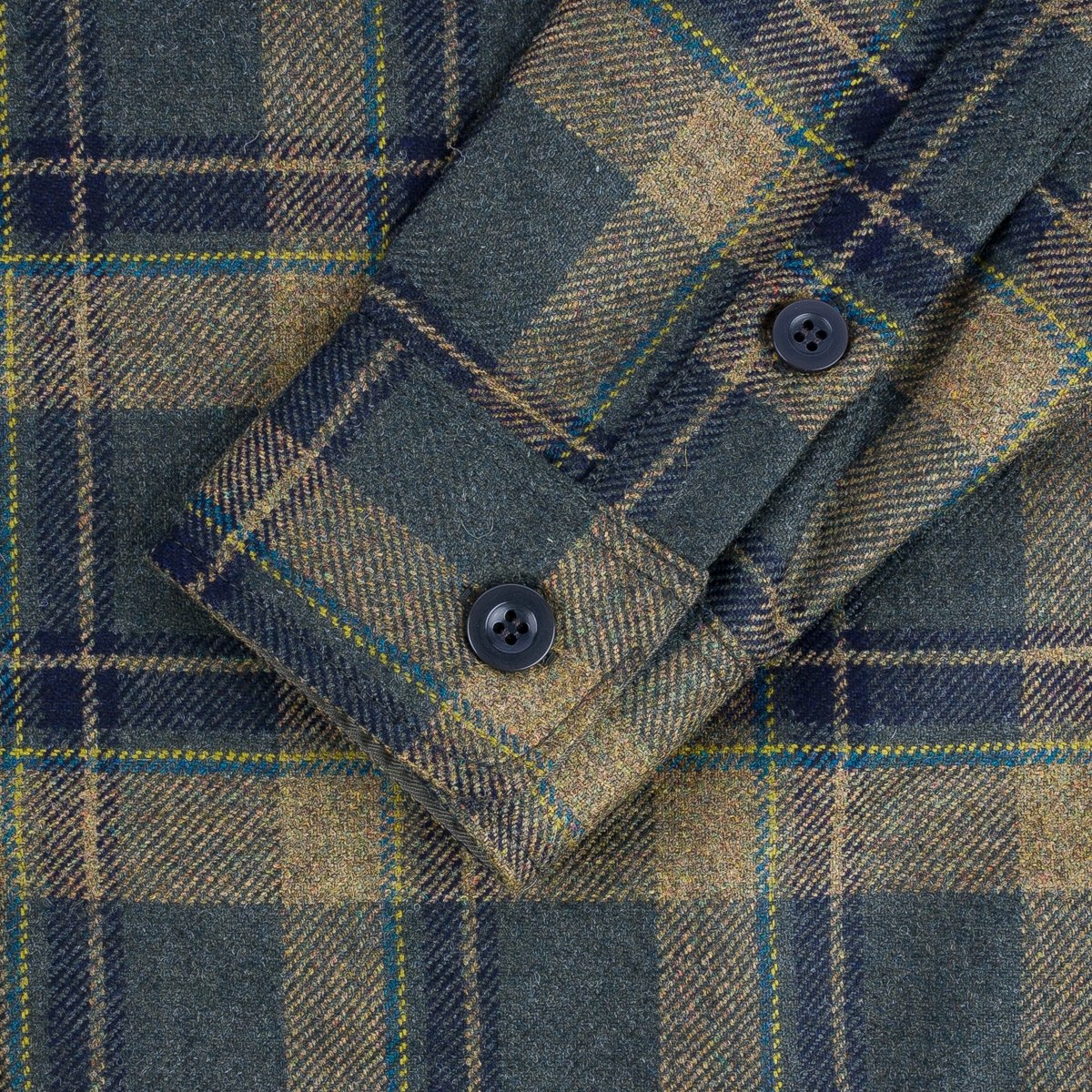 IHDR-434-HHG 14oz Fox Brothers®  Check Flannel CPO Shirt - Rustic Yellow, Hickory & Hunter Green - 9