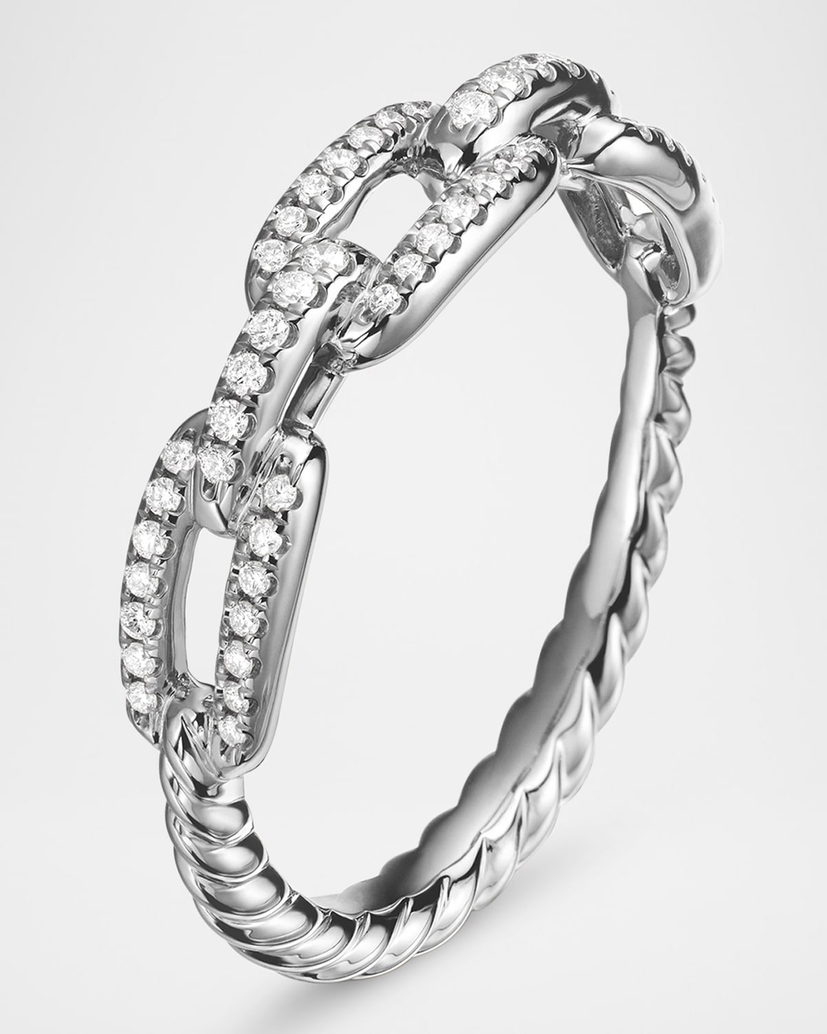Stax Pave Diamond Chain Link Ring in 18K White Gold - 3
