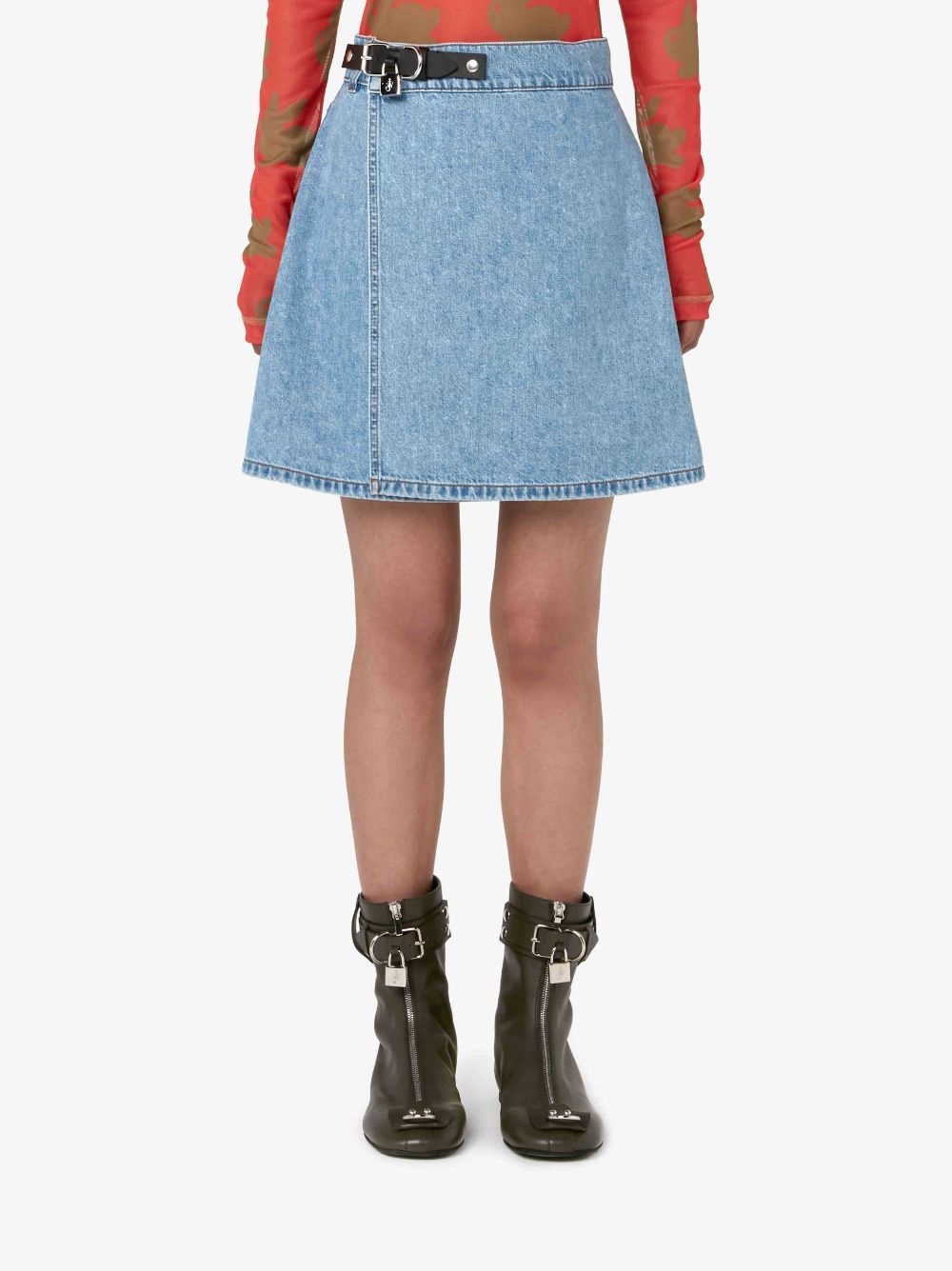 PADLOCK STRAP MINI DENIM SKIRT - 2