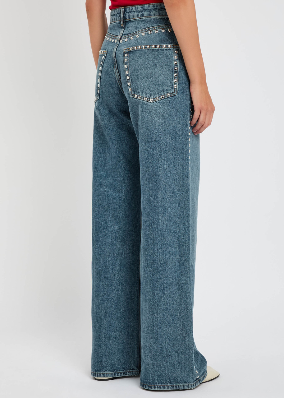 Reformation Cary Studded Wide-leg Jeans - 3