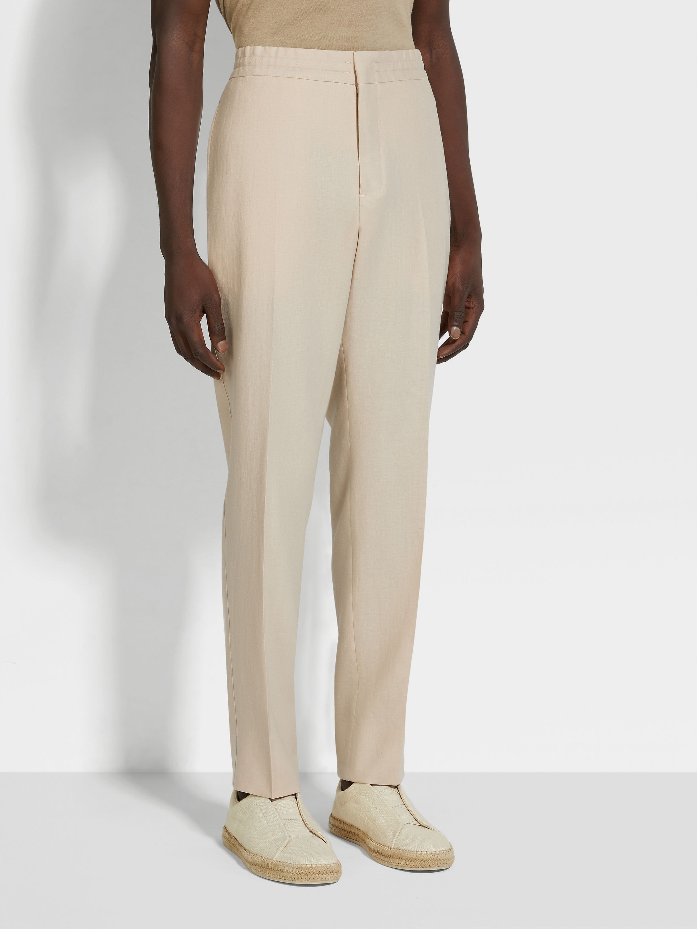 LIGHT TAUPE OASI LINO PANTS - 5