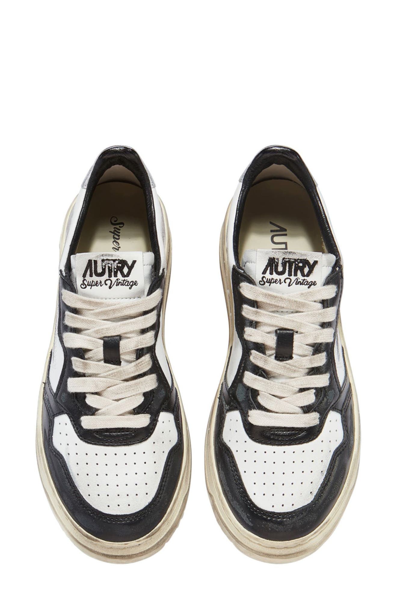 AUTRY Super Low Sneaker in White Black Silver at Nordstrom - 3
