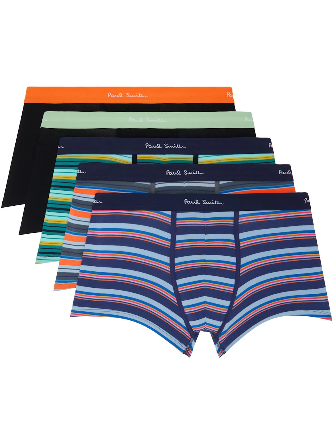 Five-Pack Multicolor Stripe & Plain Briefs - 1