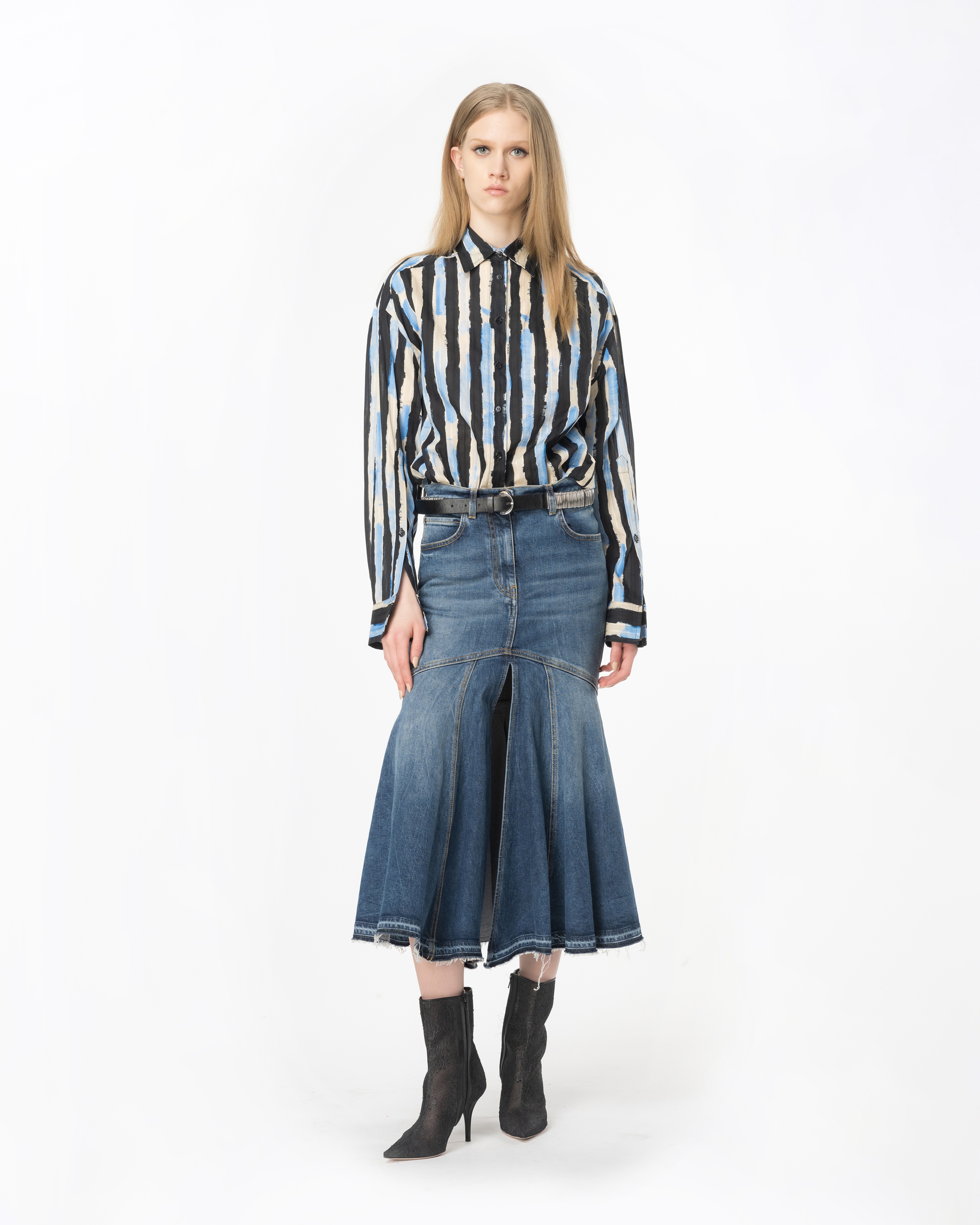 VINTAGE DENIM MIDI SKIRT - 2