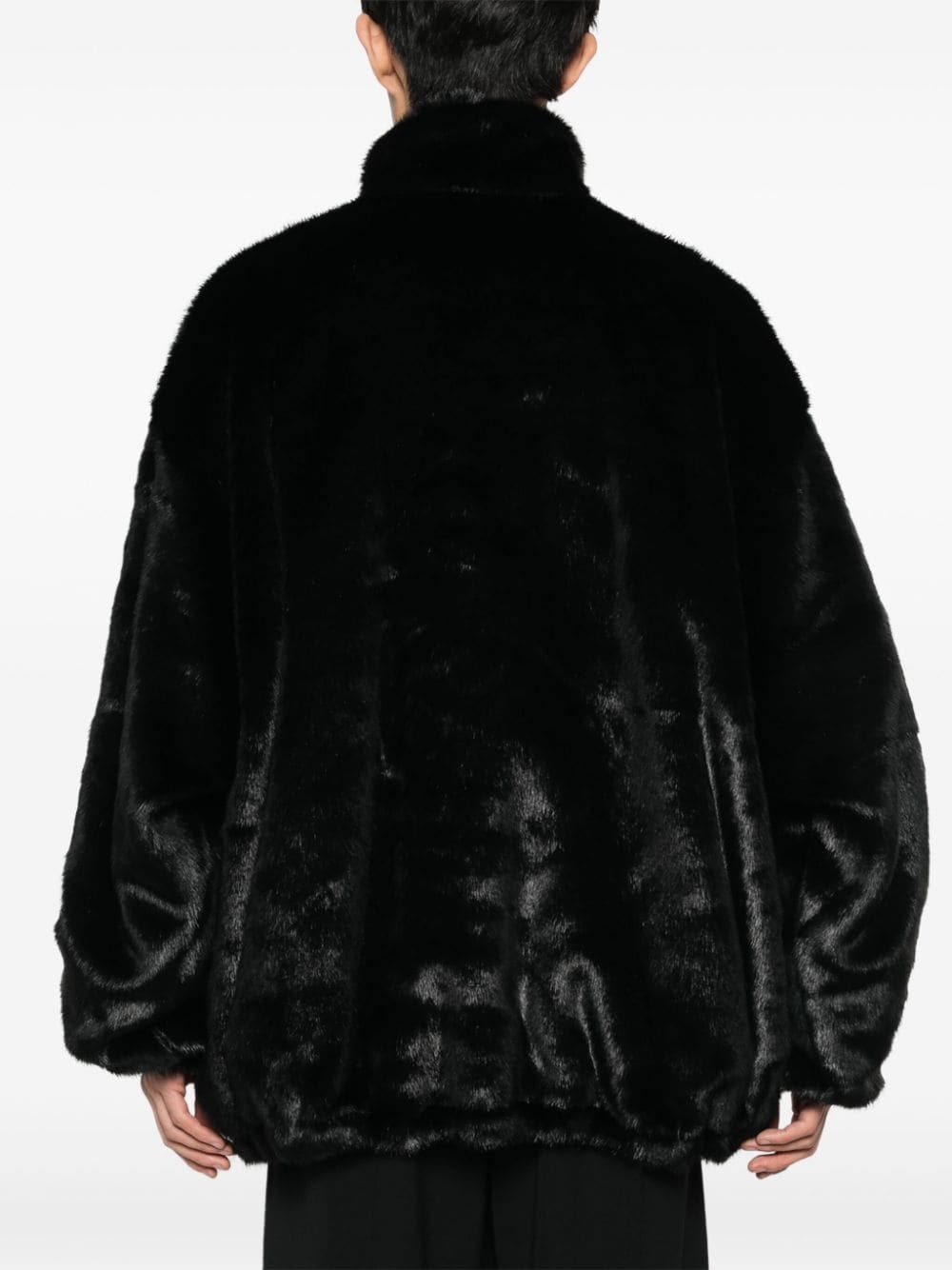 logo-appliquÃ© faux-fur jacket - 4