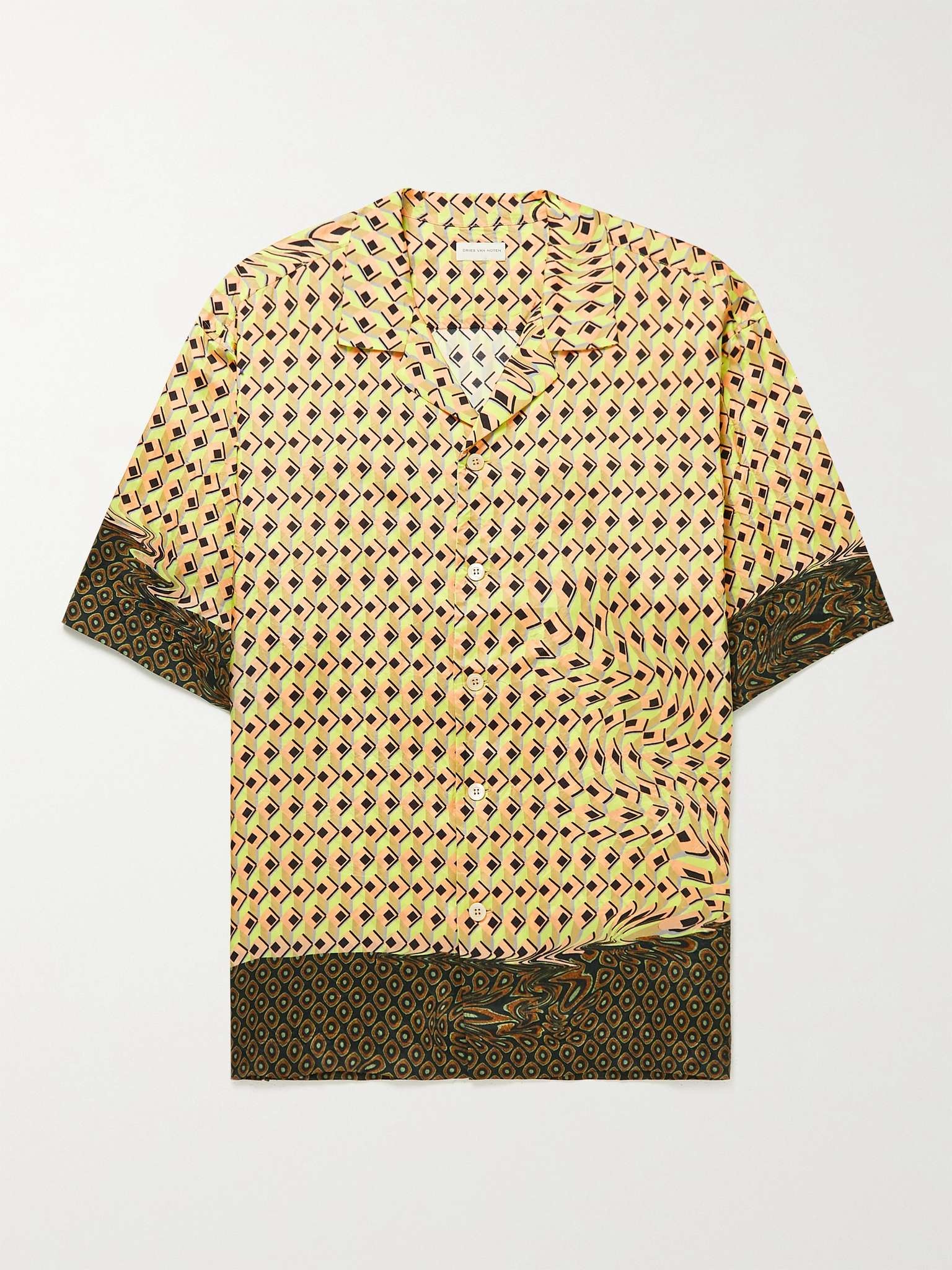 Camp-Collar Printed Satin Shirt - 1