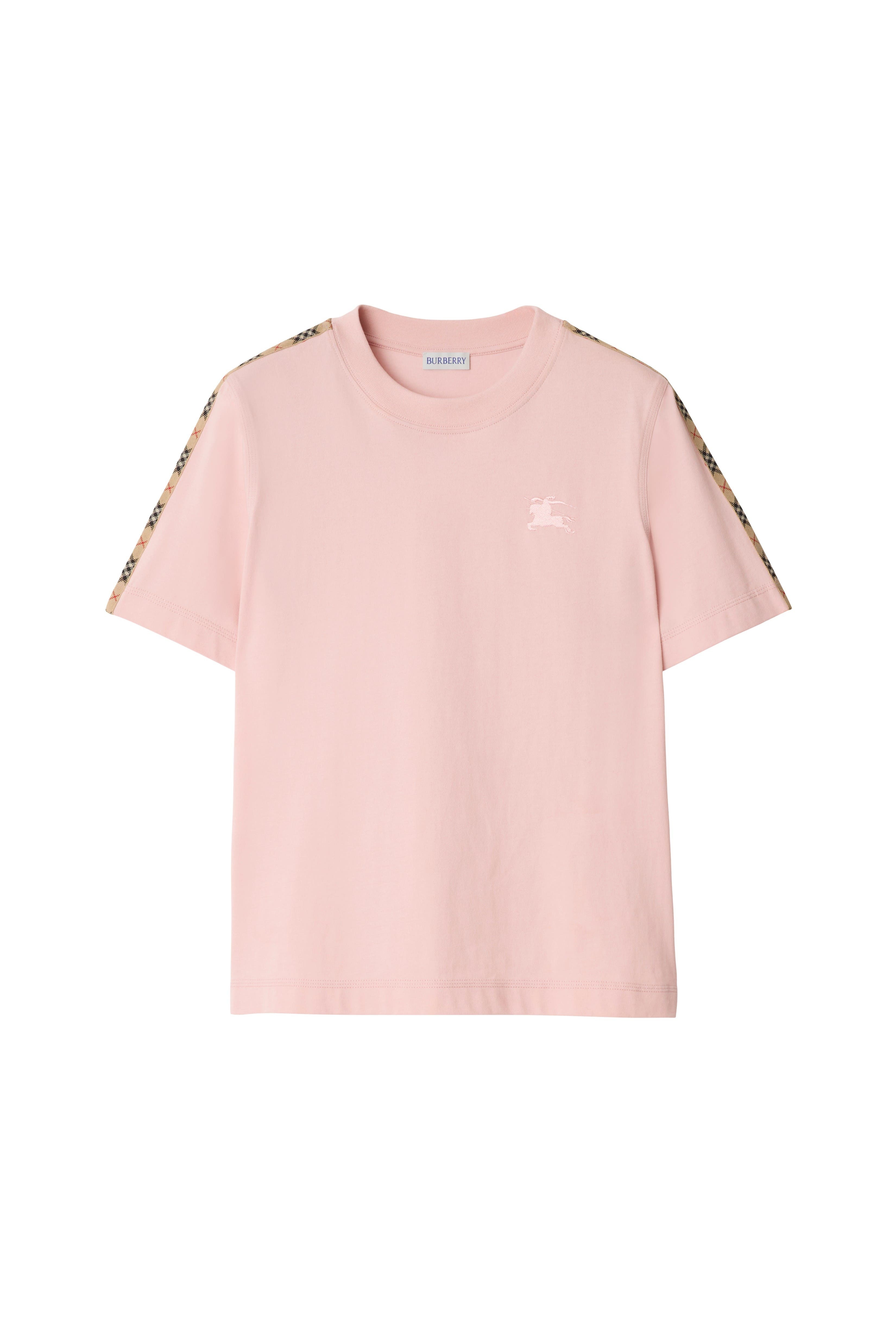 burberry Check Trim Cotton T-shirt in Bouquet at Nordstrom - 4