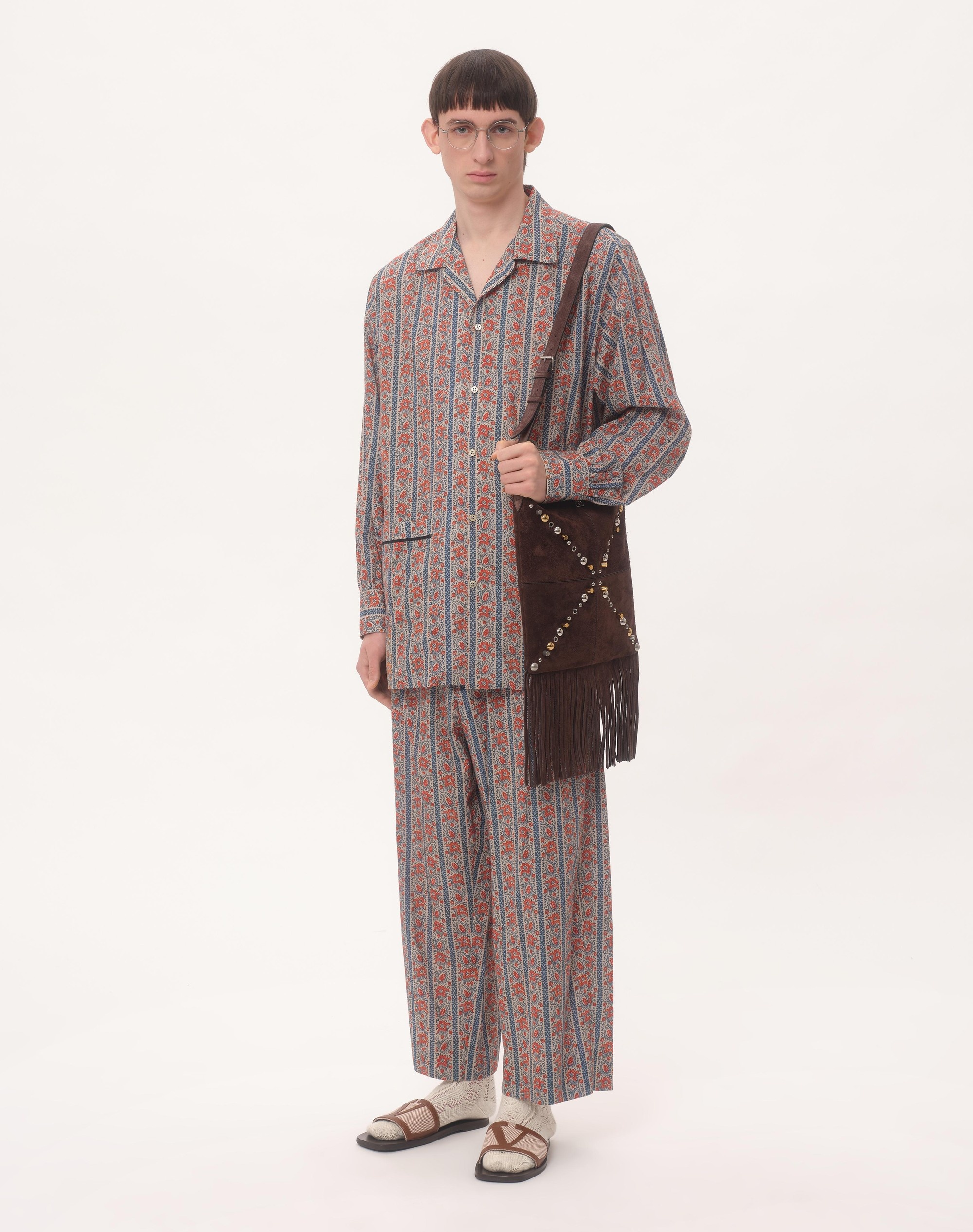 Valentino COTTON MUSLIN PAJAMA SHIRT WITH VOYAGE IMAGINAIRE