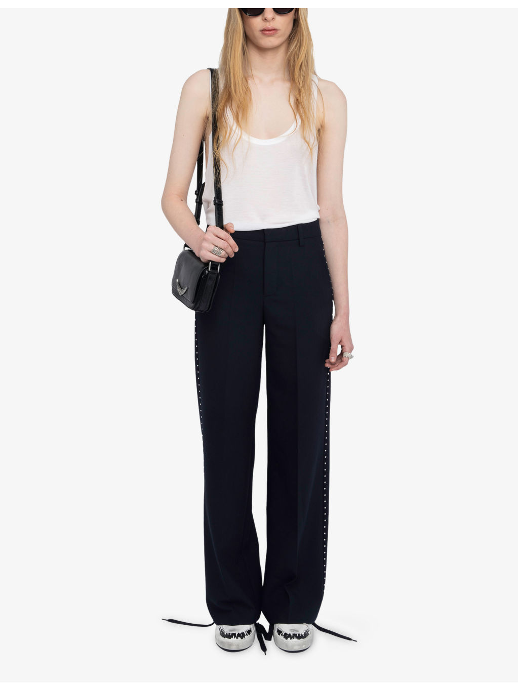 Panol Rhinestone-Embellished Wide-Leg High-Rise Stretch-Woven Trousers - 2