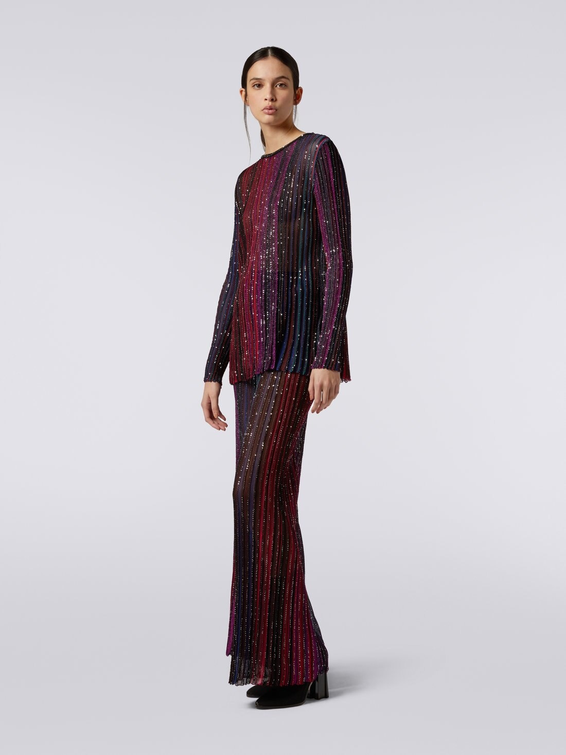 Viscose blend crew-neck pullover with sequins - 3