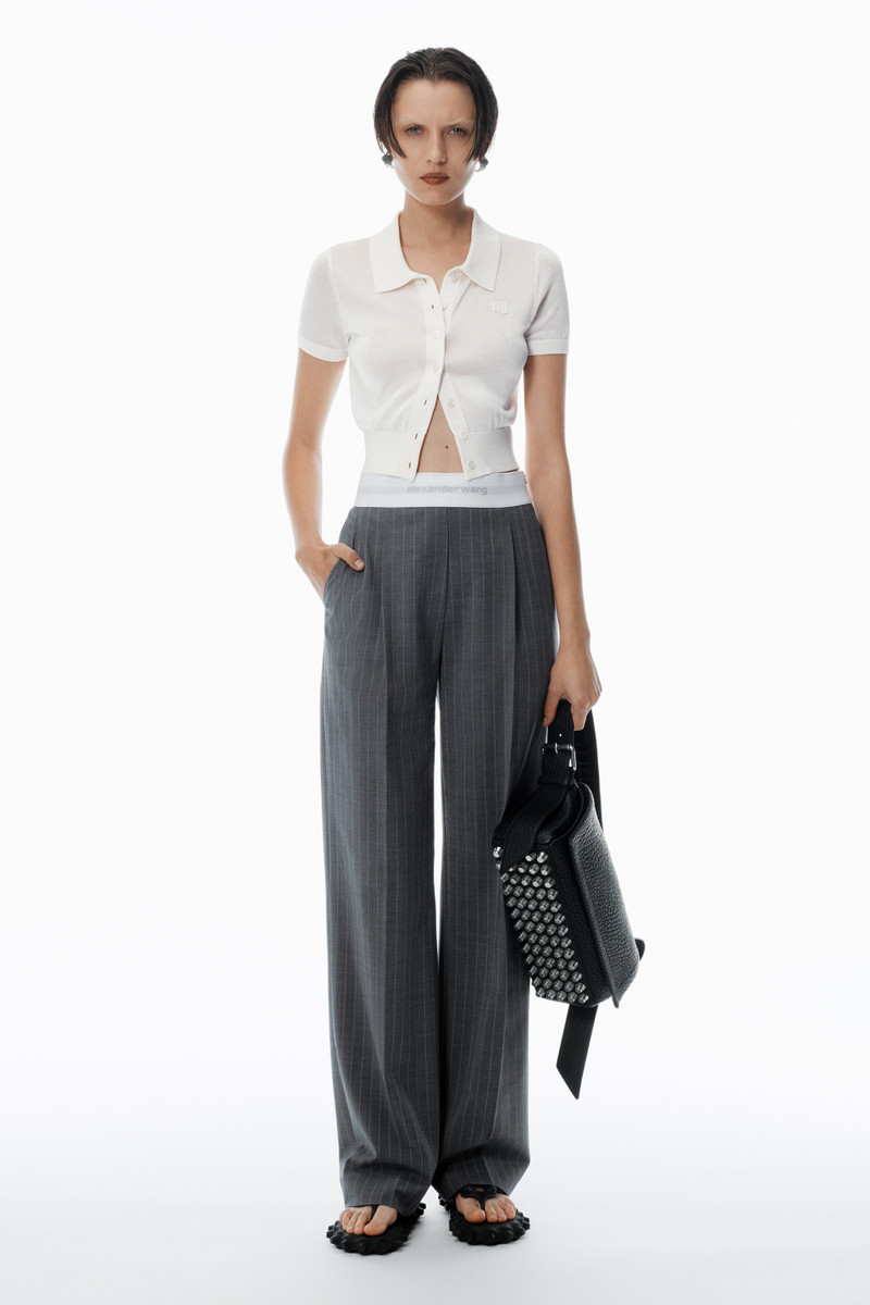 Alexander Wang High-Waisted Pleat Pant with Logo Elastic outlook
