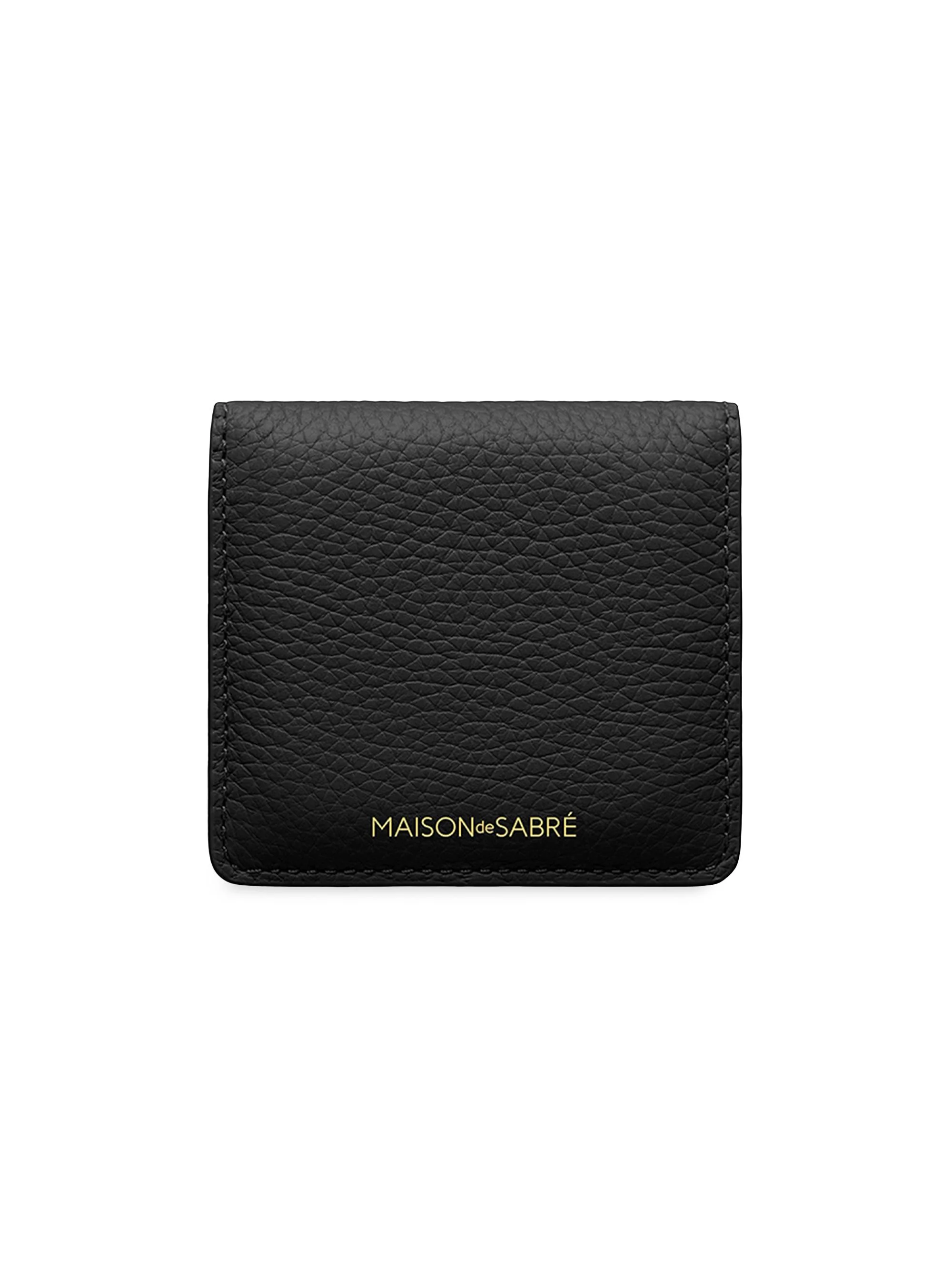 Leather Compact Mirror - Rouge Noir - 1