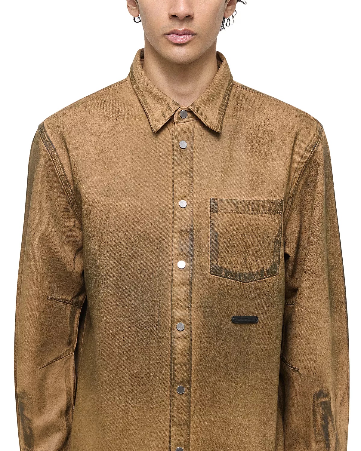 Curved Waxed Oil Stain Shirt - 6