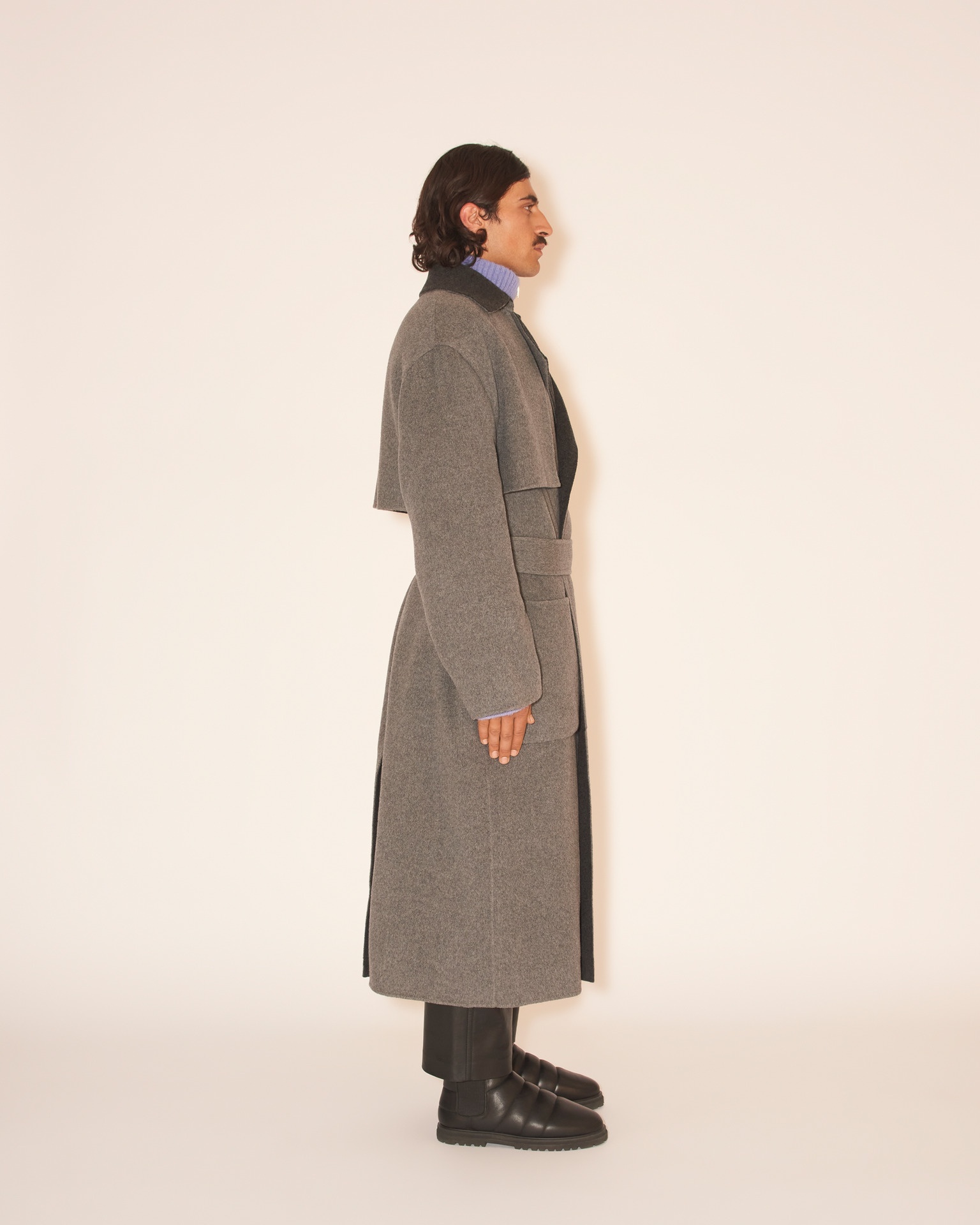 KENNO - Belted coat - Grey/charcoal - 4