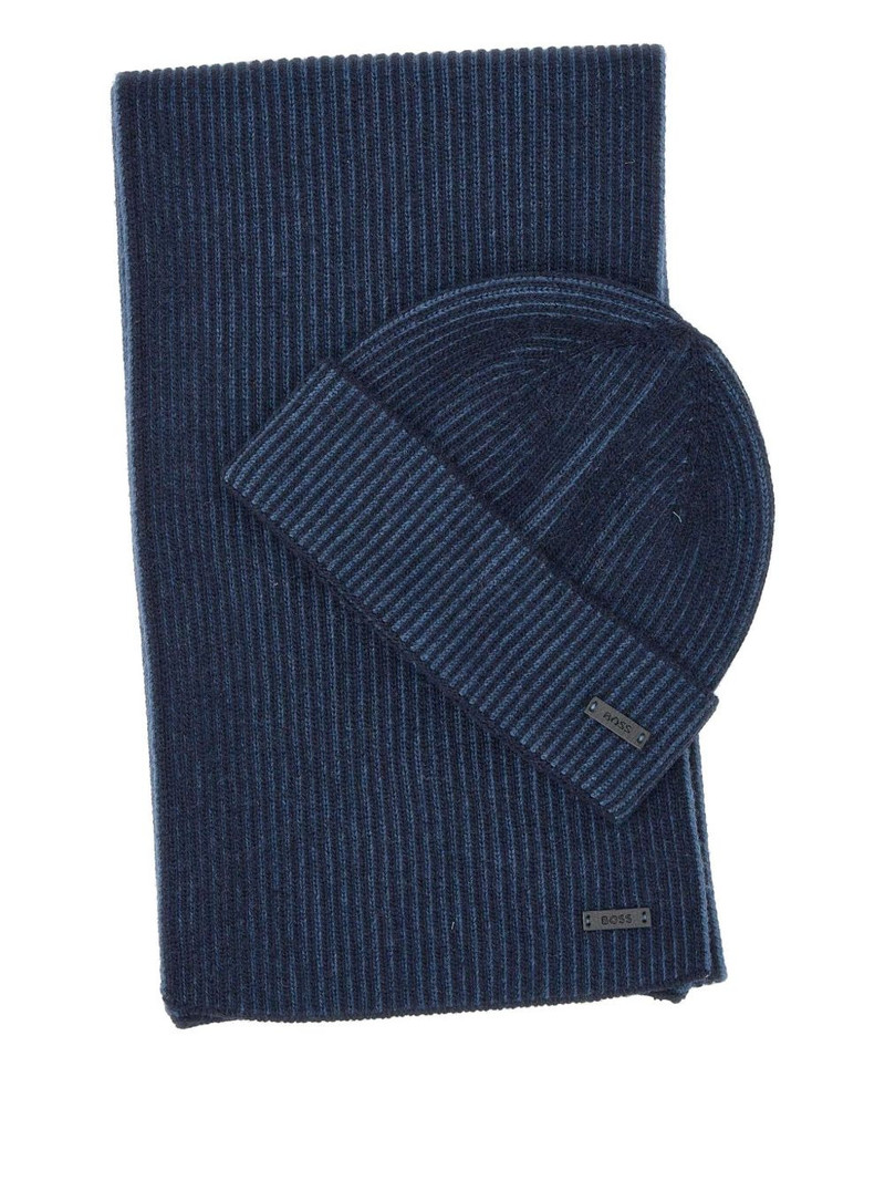 ribbed wool beanie and scarf set 1