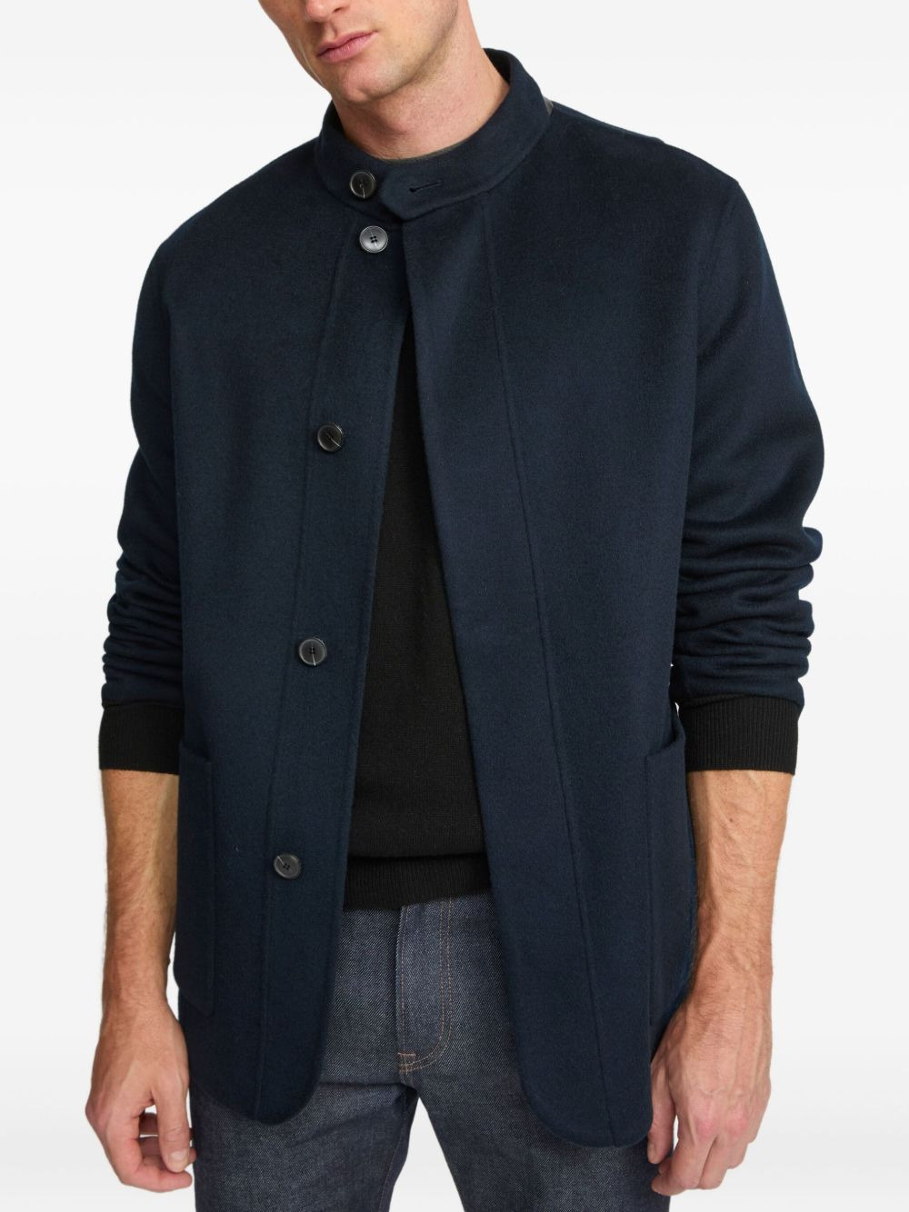 wool cashmere high-neck blazer - 4