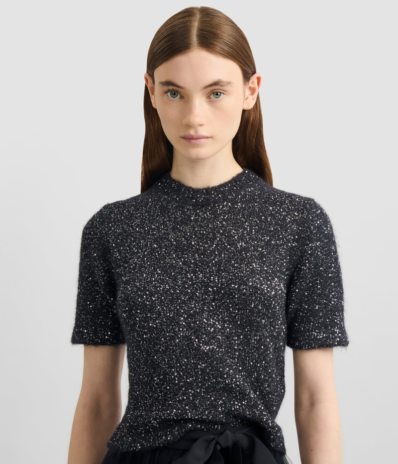 SEQUIN SHORT SLEEVE KNIT TOP 5