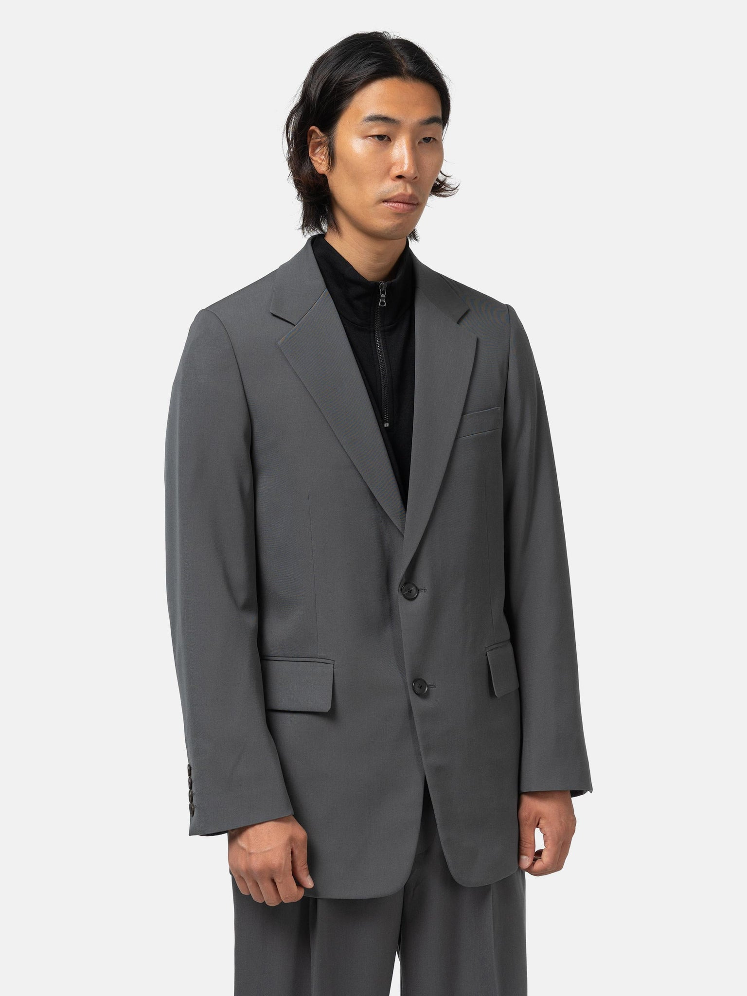 Light Wool Max Gabardine Jacket Dark Gray - 4