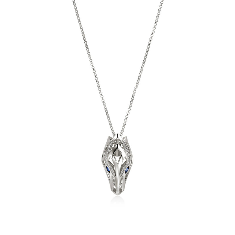 Naga Pendant Necklace, Silver, Diamonds 1