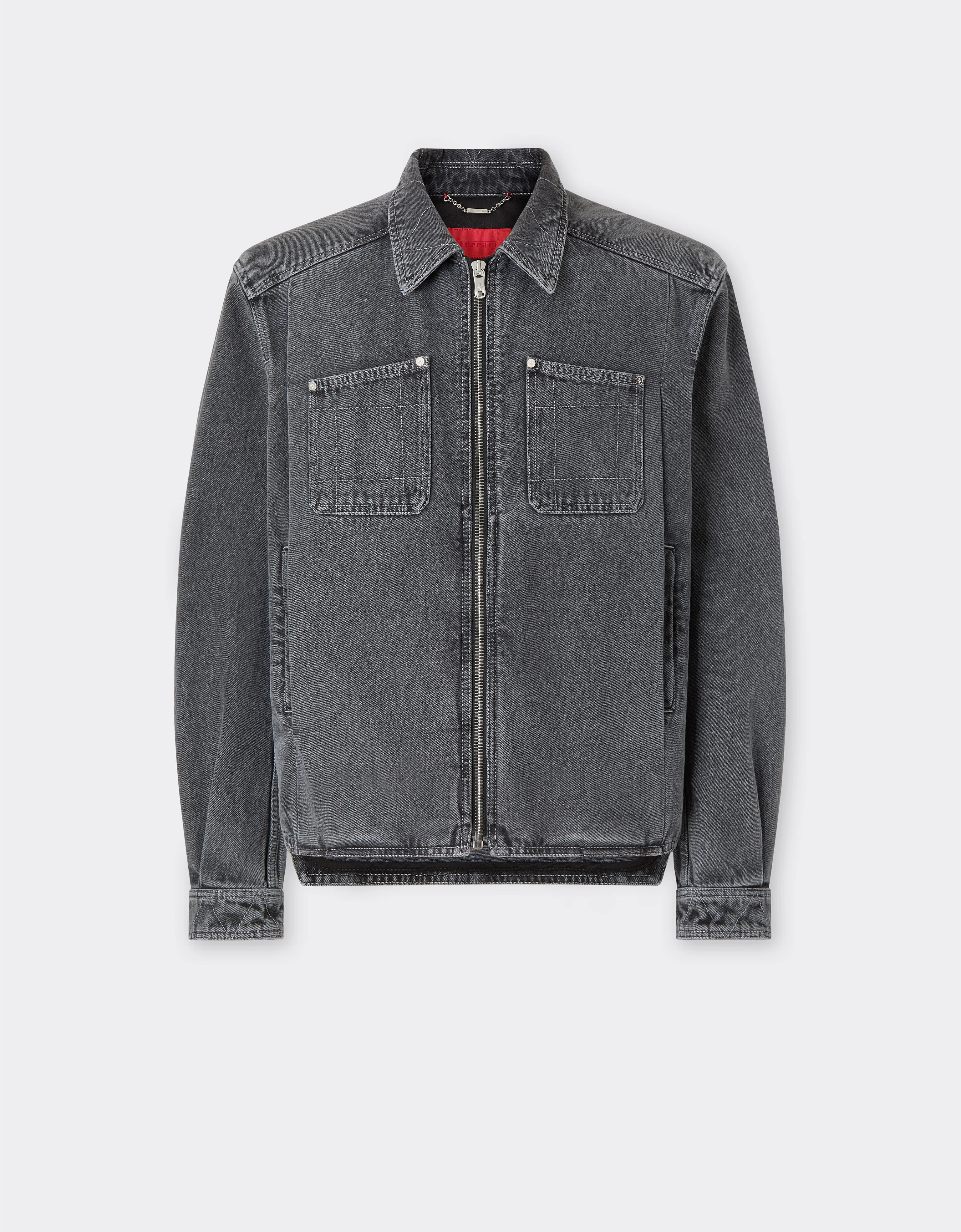 Dark marbled denim jacket - 1