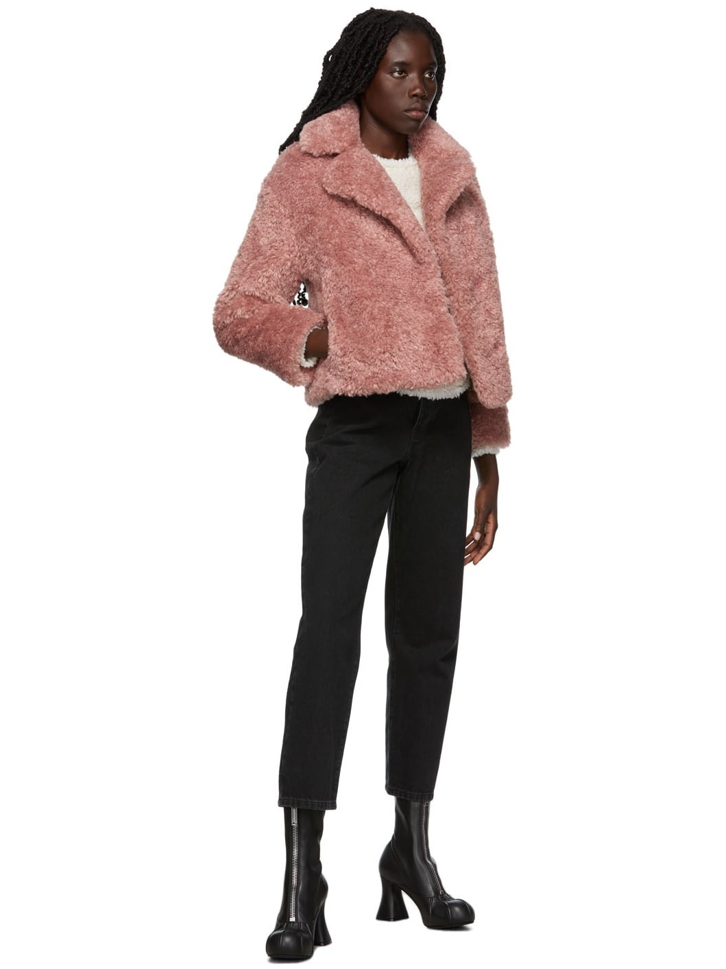 Pink Faux Shearling Jacket - 4