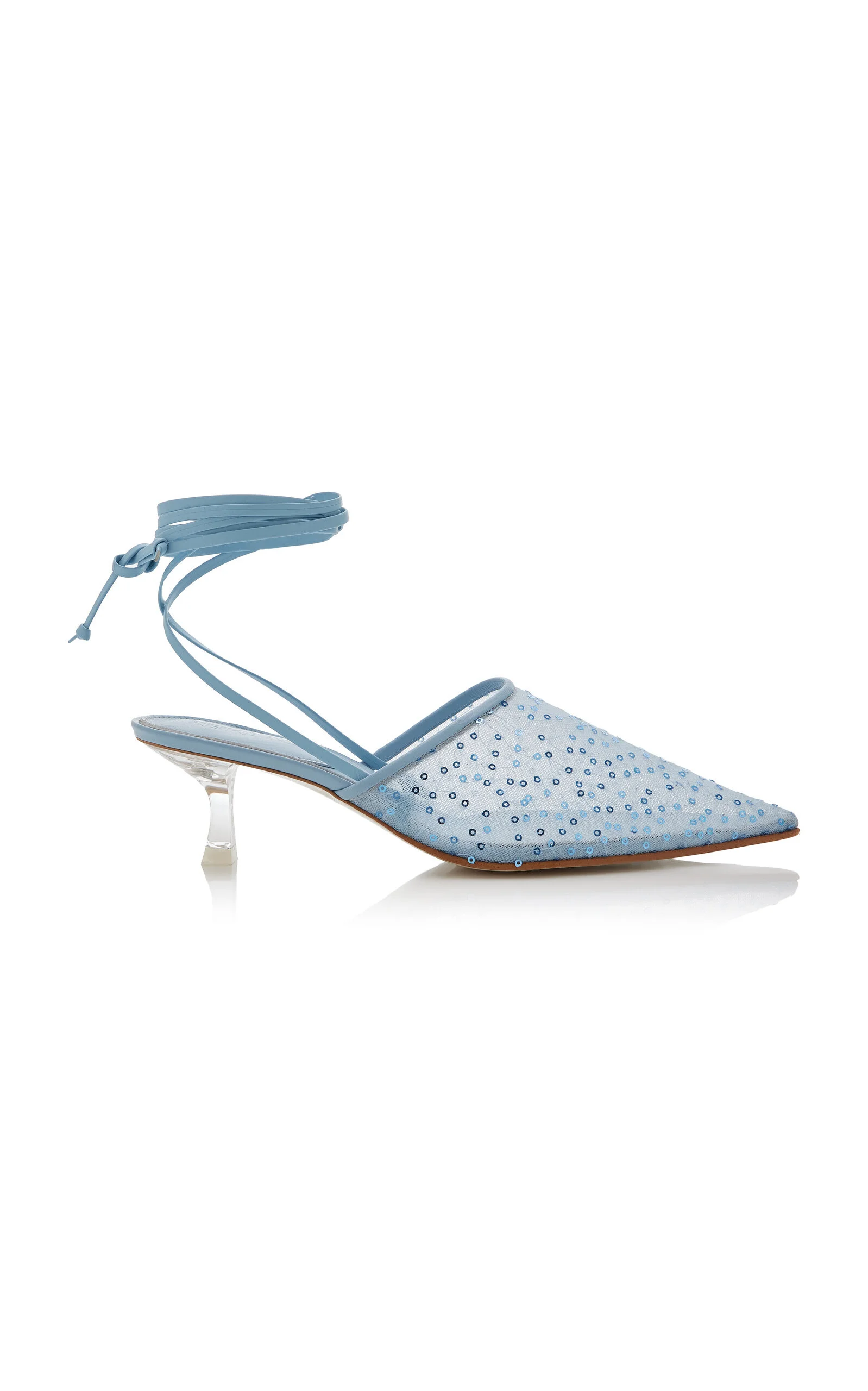 Exclusive Bit Convertible Sequined-Mesh Mules blue - 1