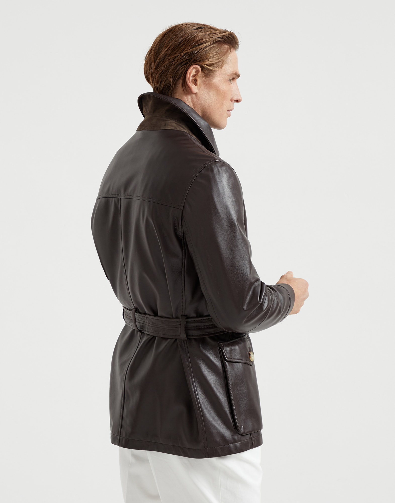 Polished nappa leather belted parka - 2