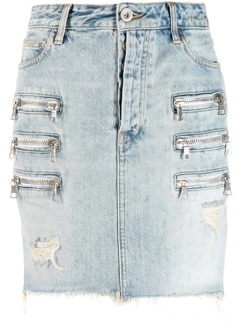 zip pockets denim skirt 1