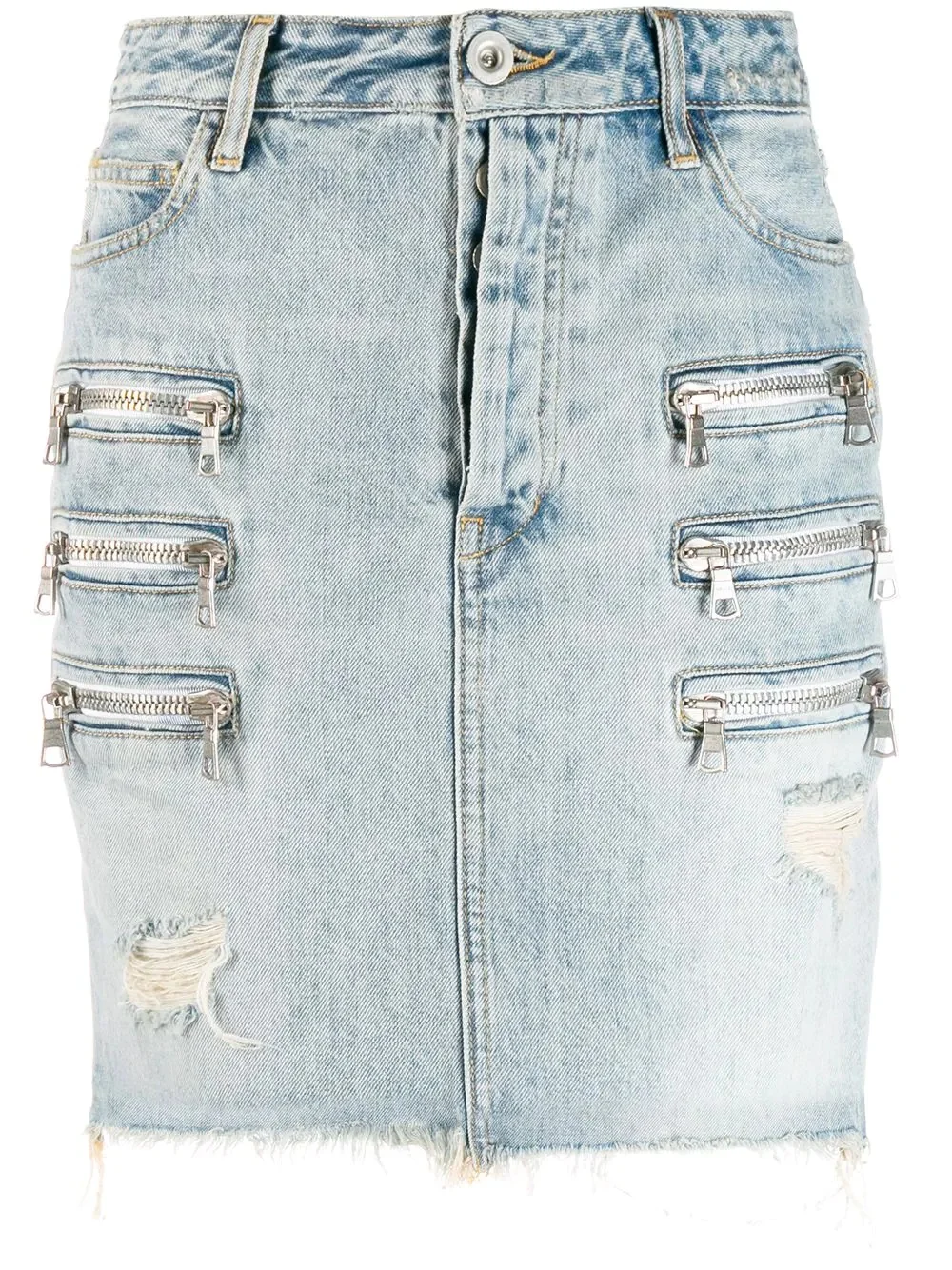 zip pockets denim skirt - 1