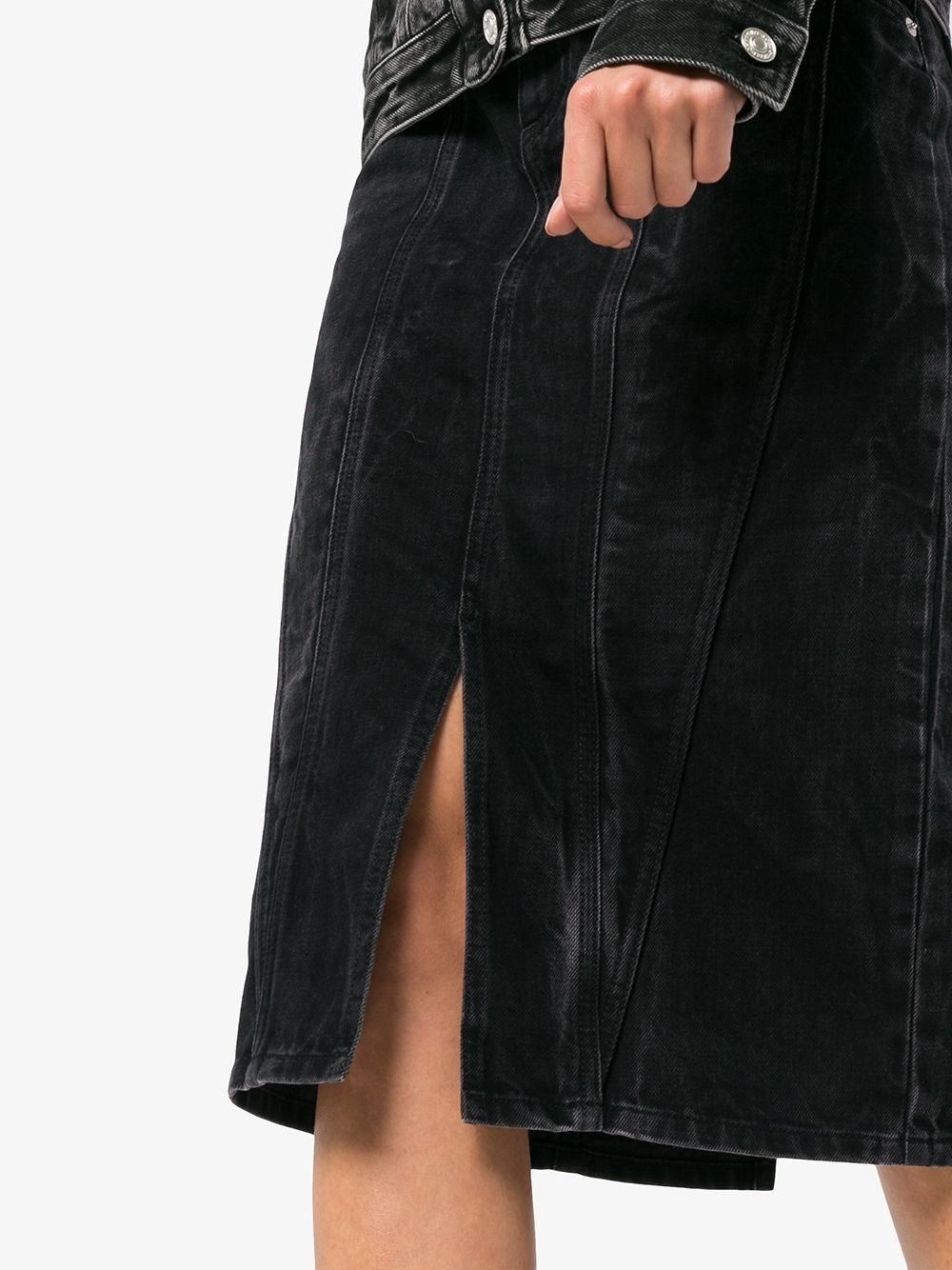 high waisted fitted denim skirt - 5