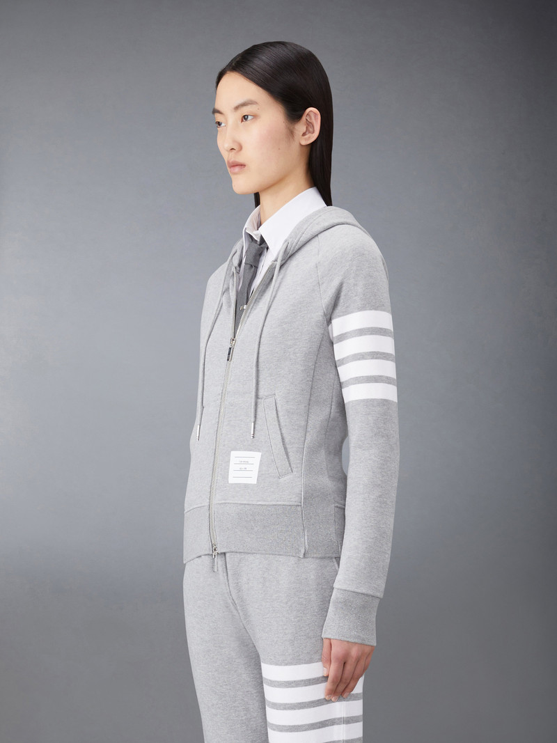 Thom Browne Light Grey Loopback Jersey Knit Engineered 4-bar Stripe Zip up Hoodie outlook