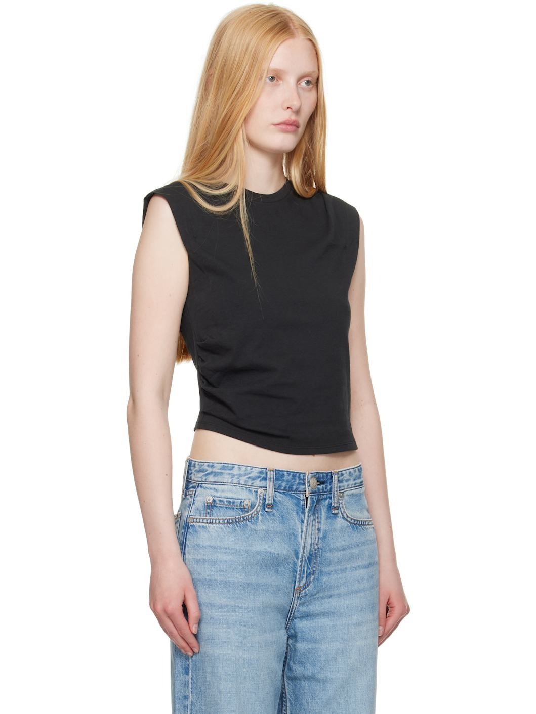Black Mica Sleeveless Top - 2