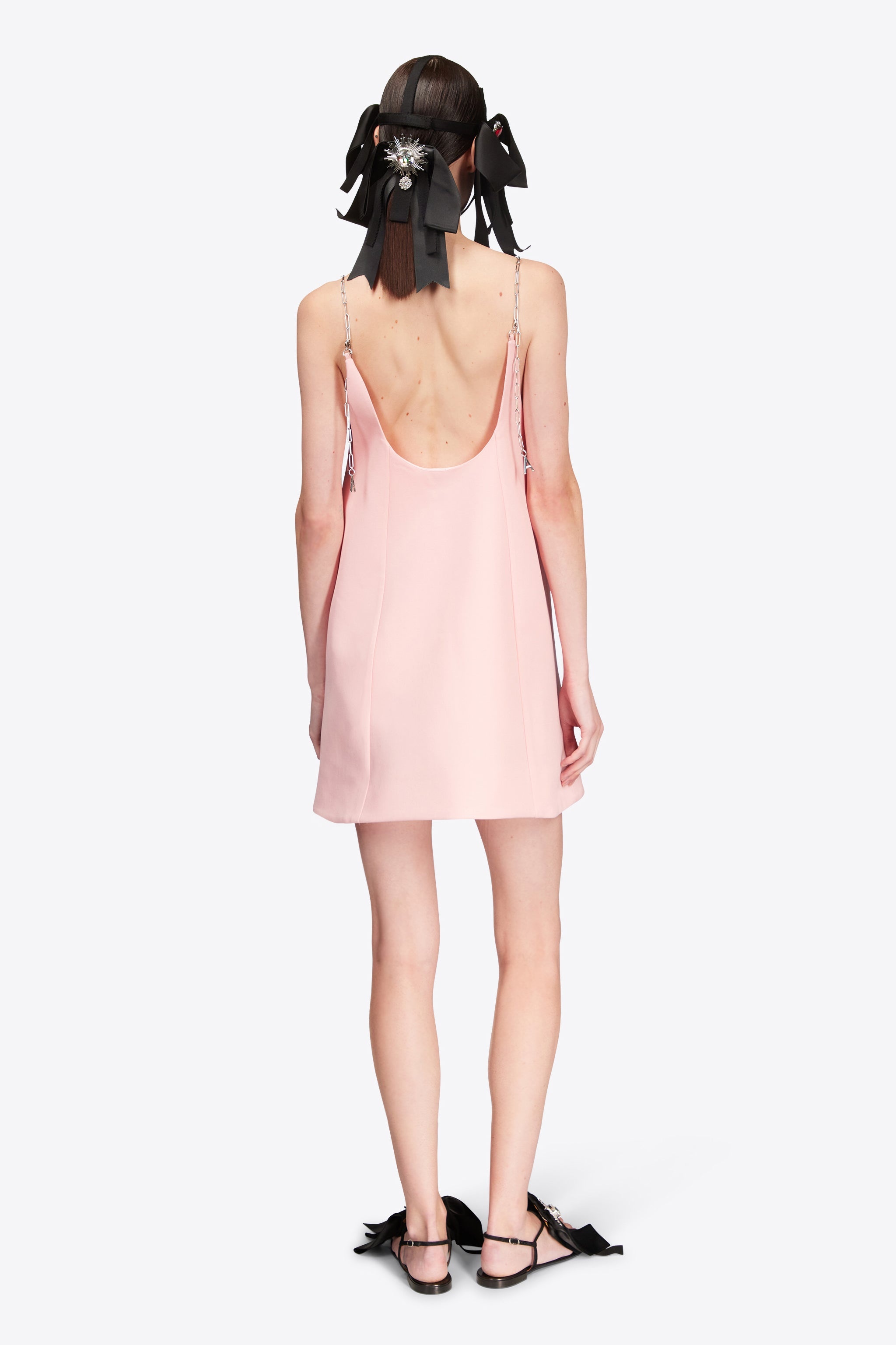 CRYSTAL EMBELLISHED BOW MINI DRESS - 5