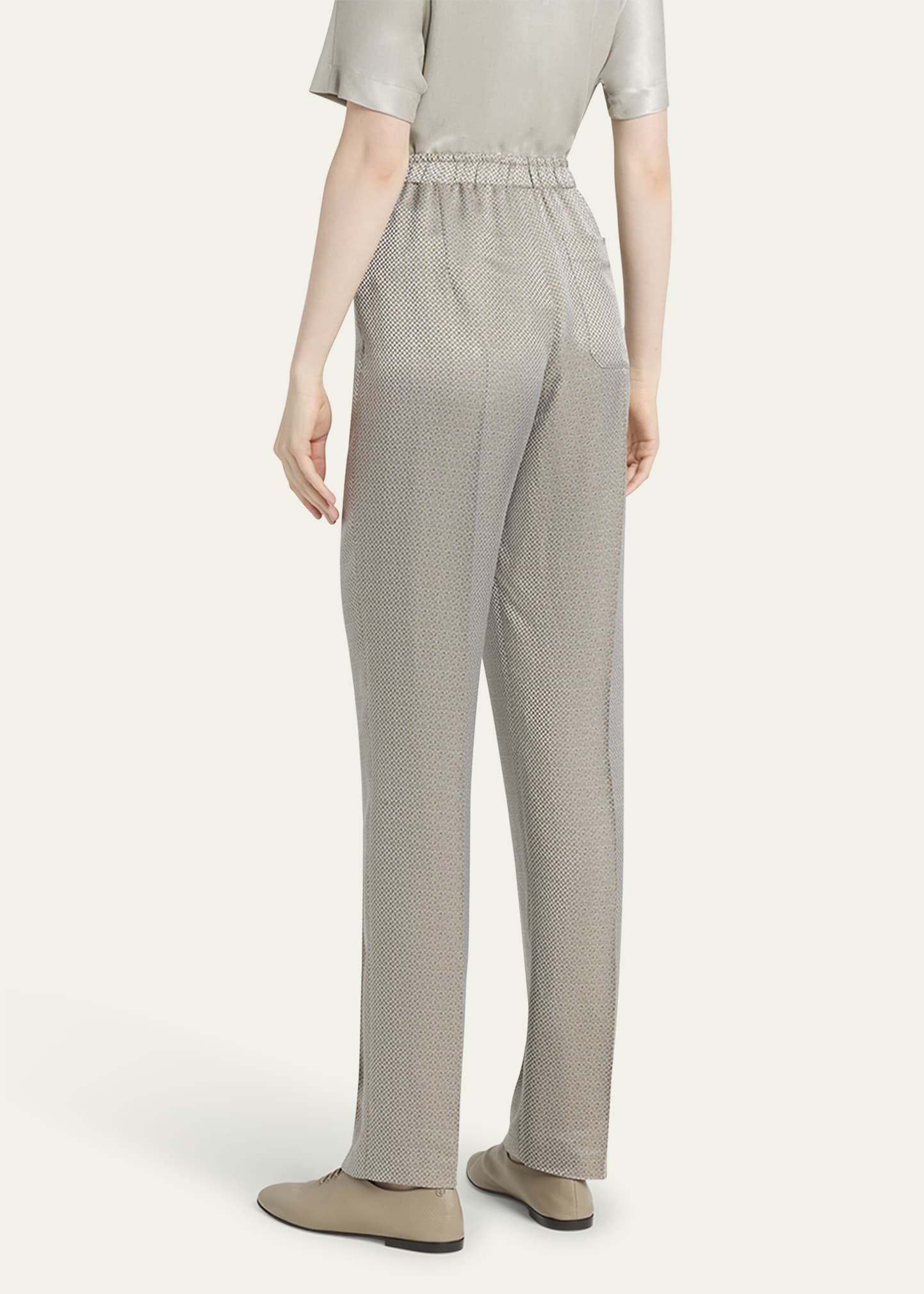 Micro Jacquard Straight-Leg Pull-On Trousers - 3