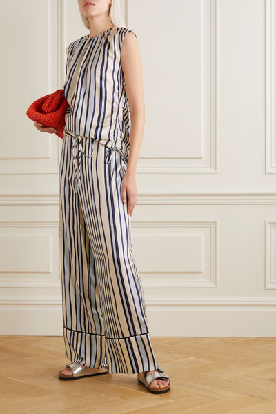 Marni Ruched striped silk-twill top outlook